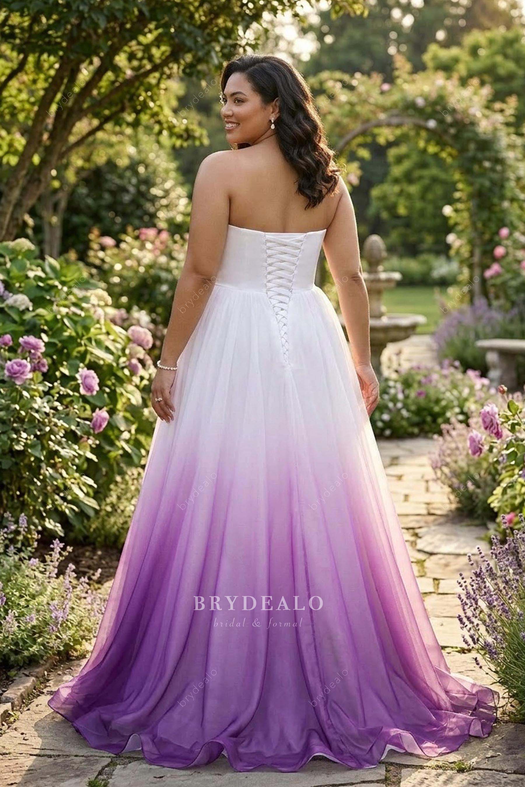plus size ombre strapless wedding dress