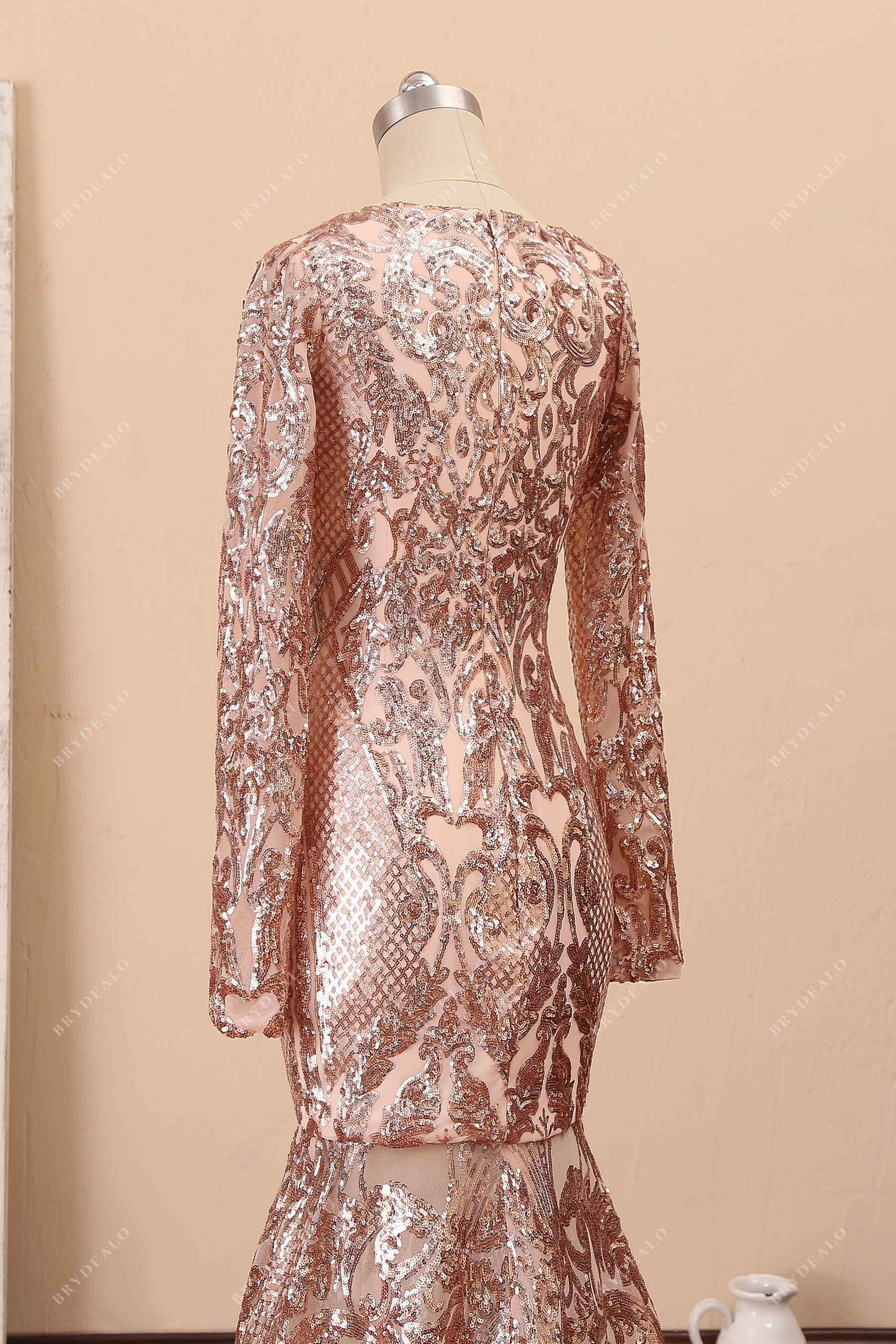 sparkly sequin long sleeve prom dress