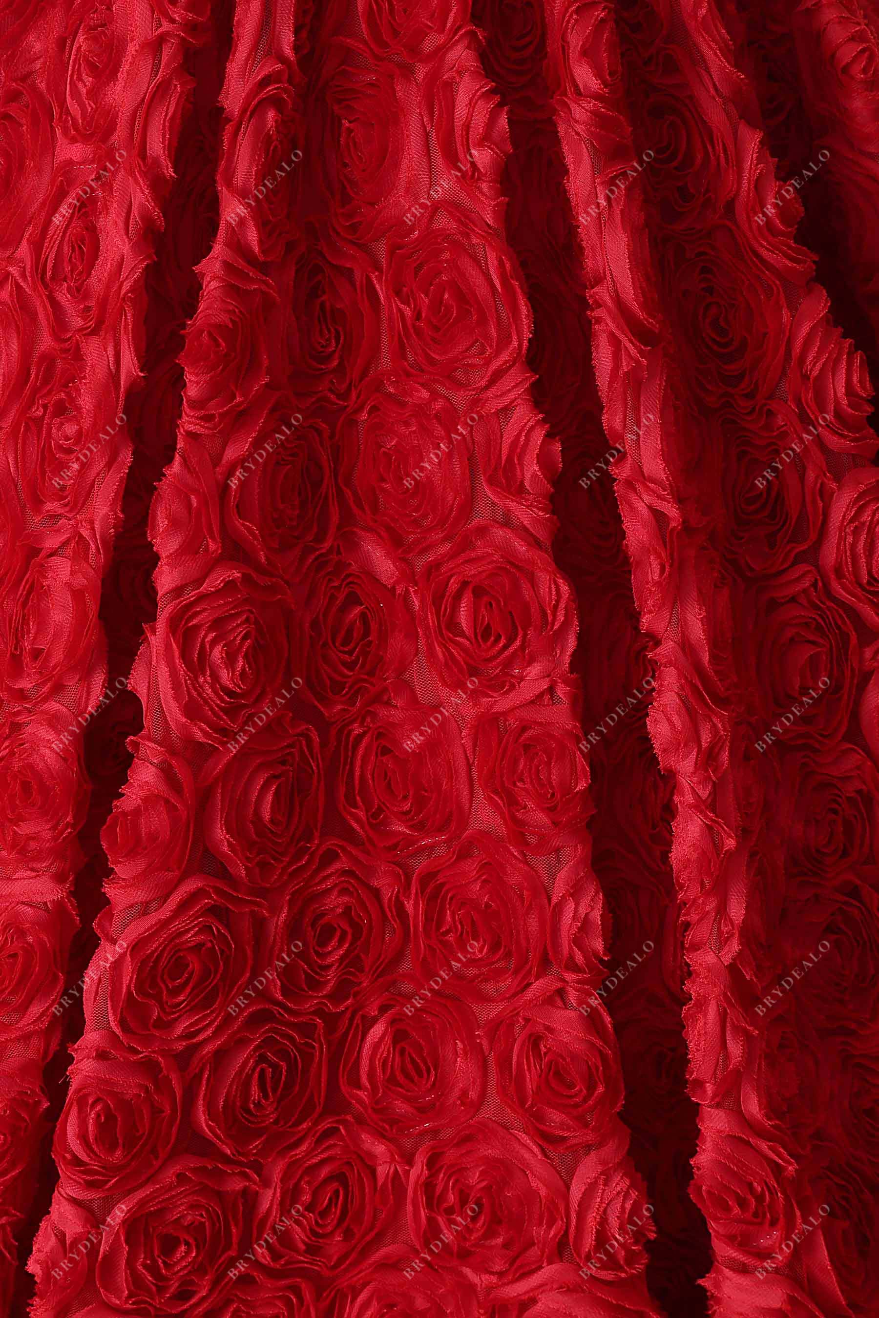 red 3D roses prom gown