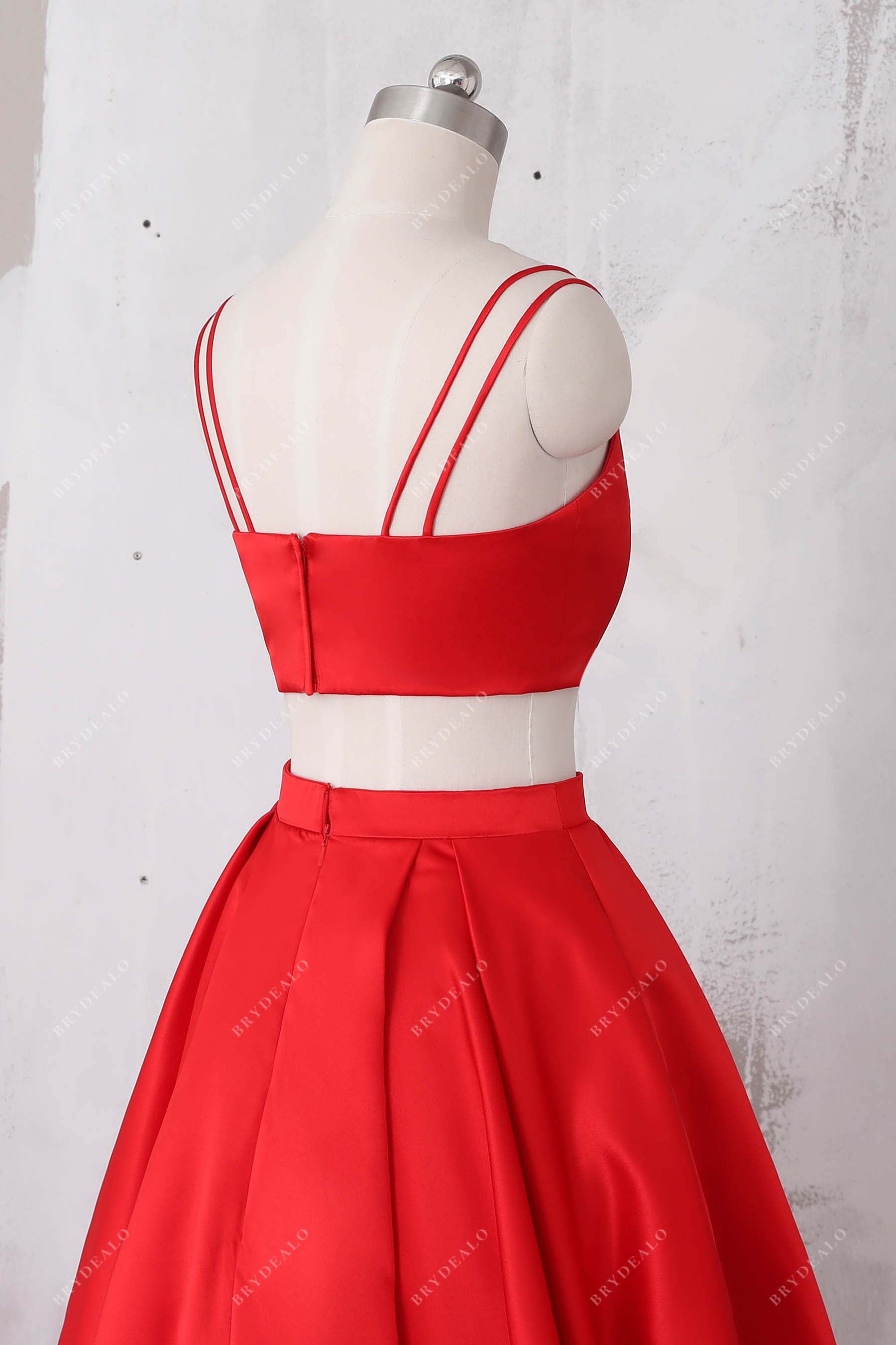 red thin straps two piece dress