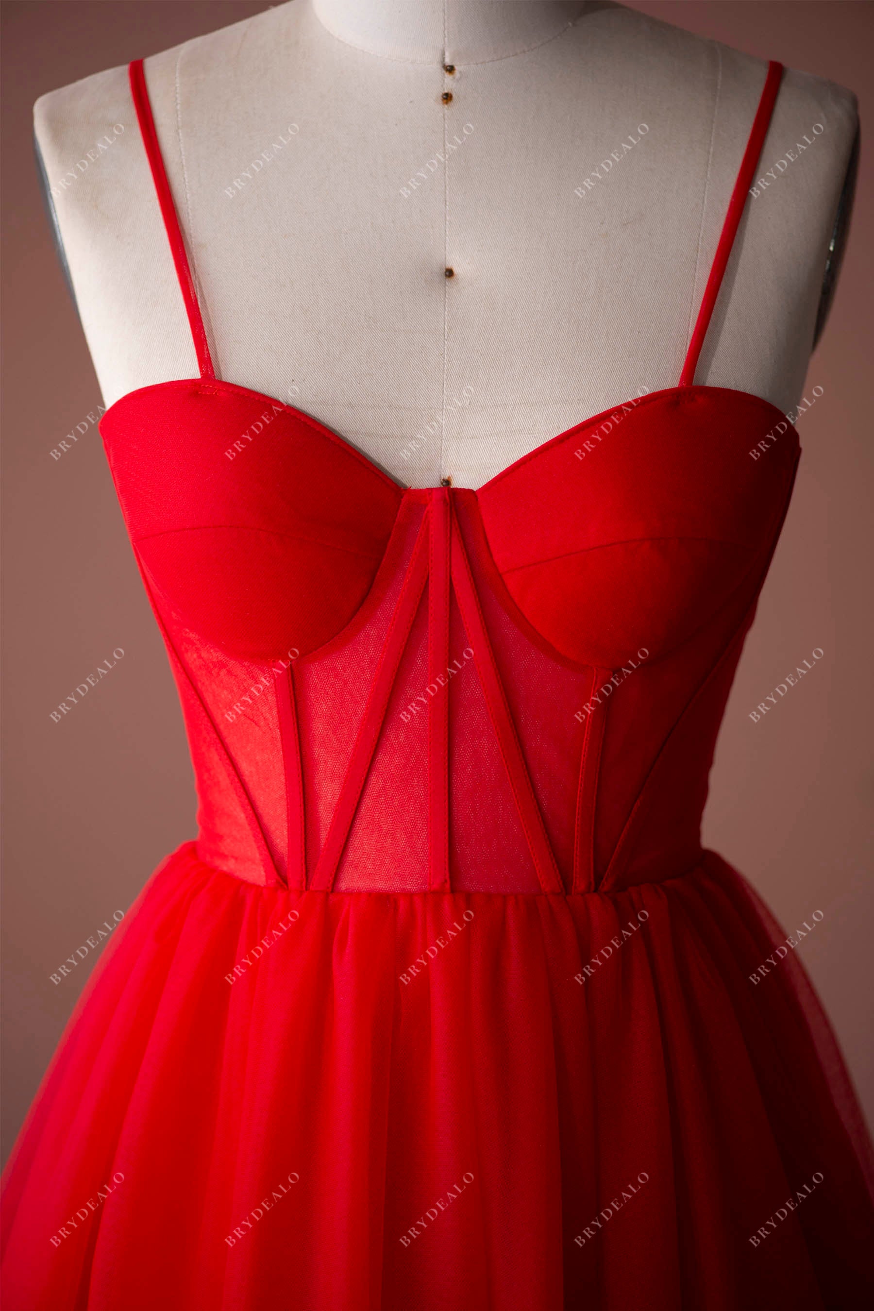 red prom dress corset top Burgundy Tulle Sweetheart Neck Sleeveless Modern Corset Prom Dress