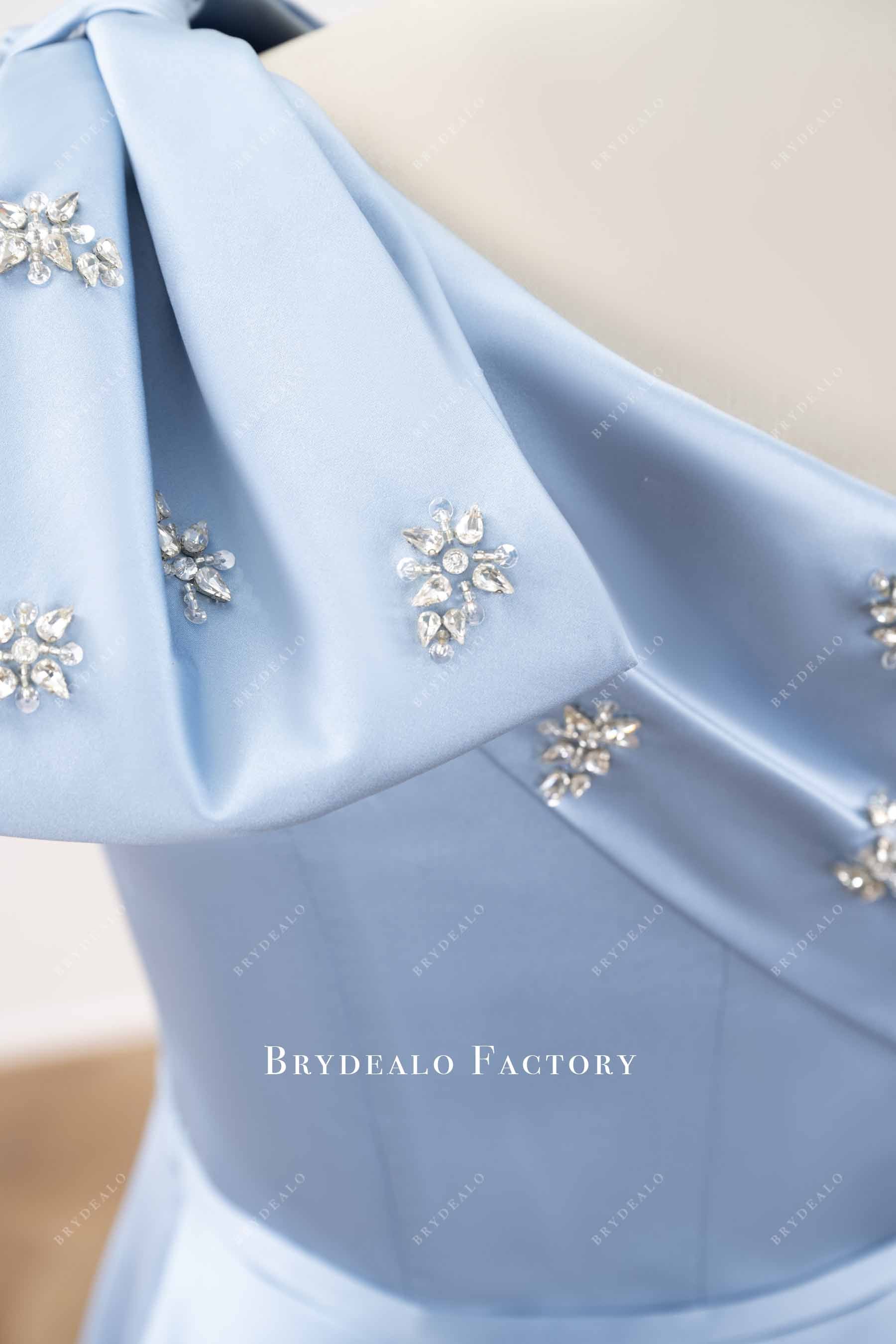 rhinestone shoulder bowknot formal dress