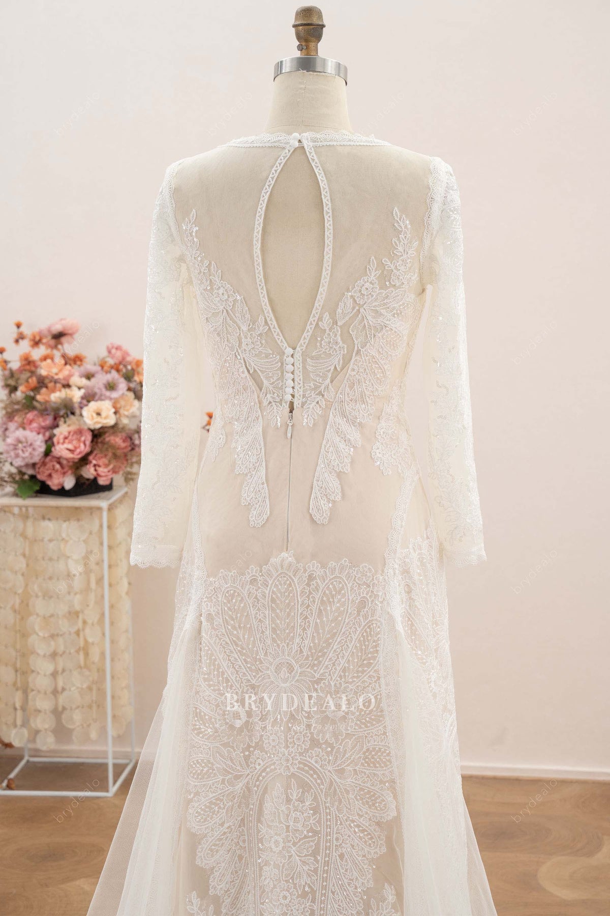 romantic keyhole back lace wedding dress