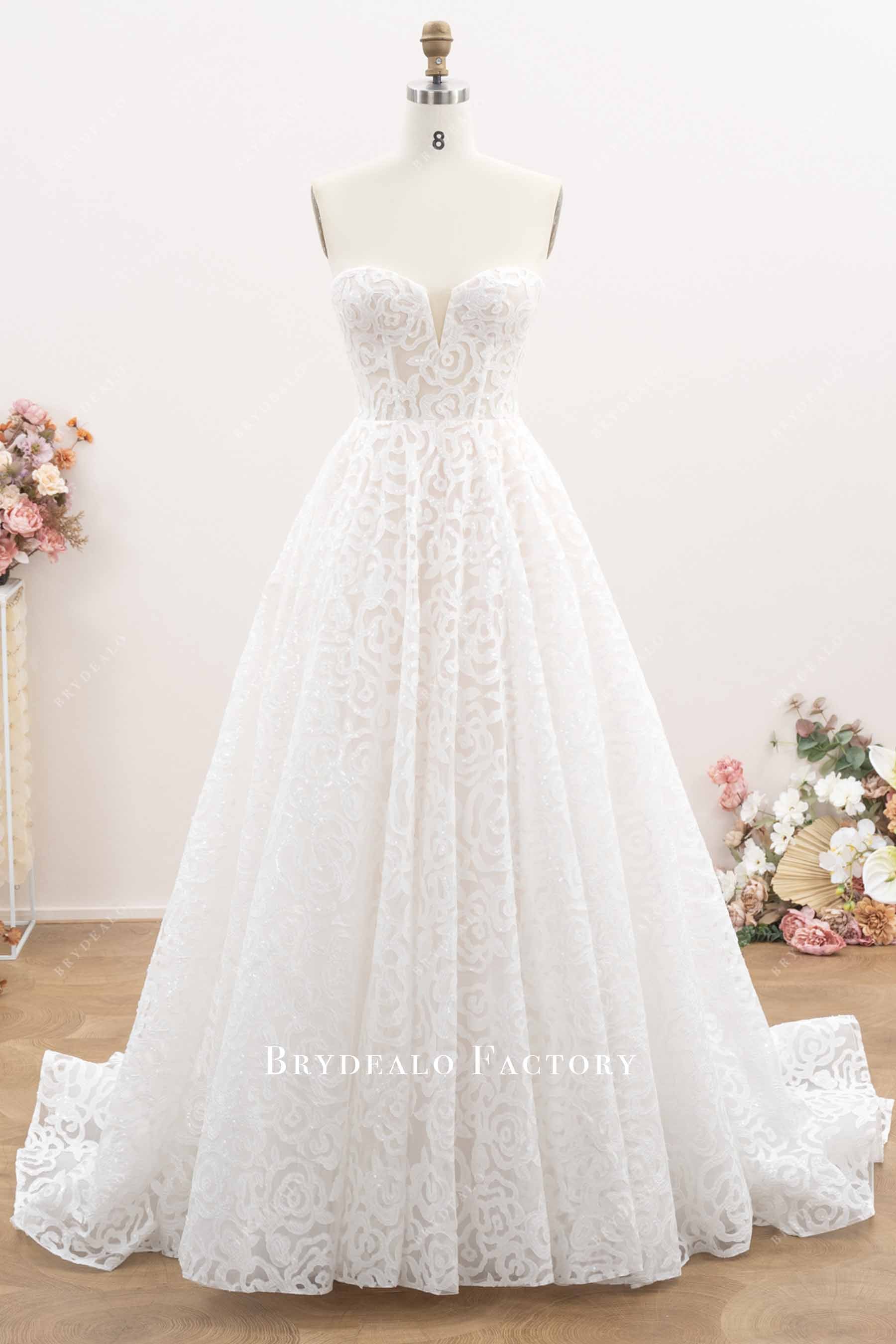 rose lace wedding dress