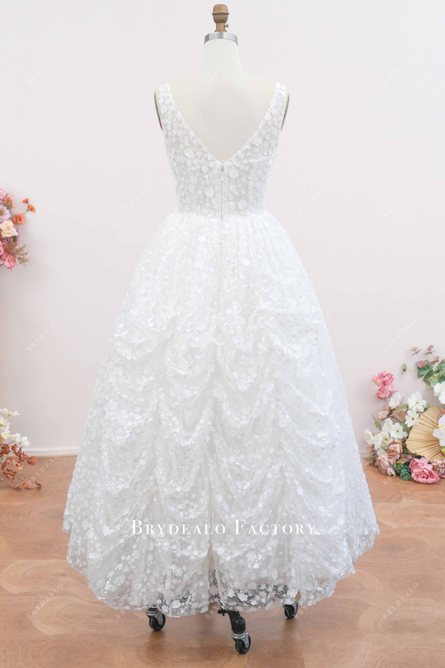 Flower Lace Ruffled Skirt Short Wedding Dress