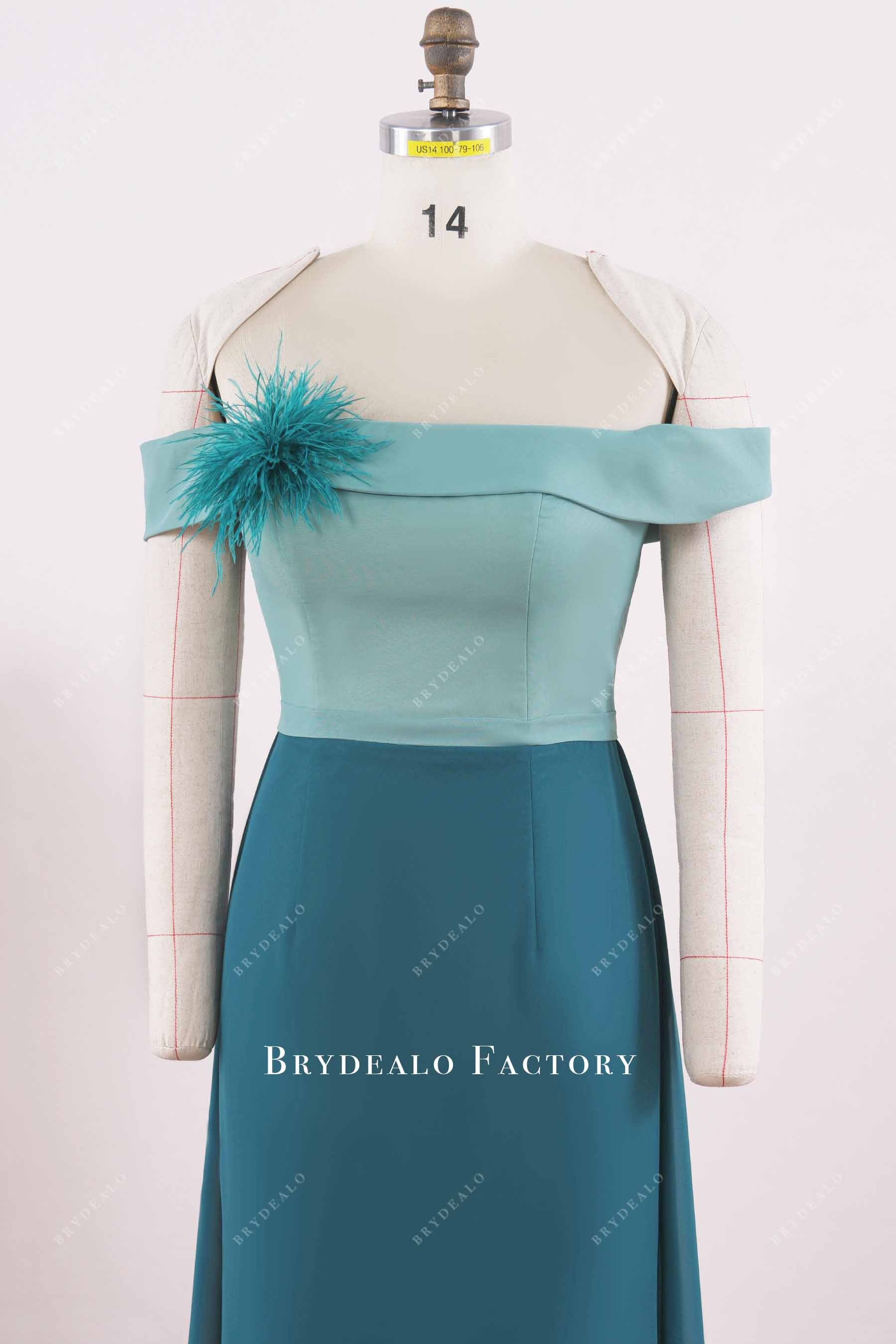 sage off-shoulder formal dress