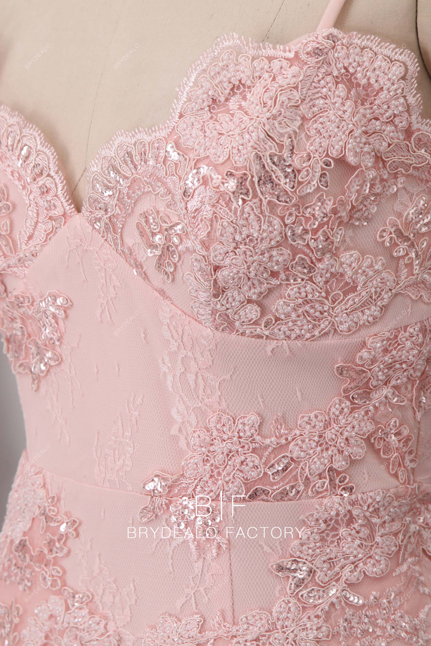 scalloped lace applique prom dress