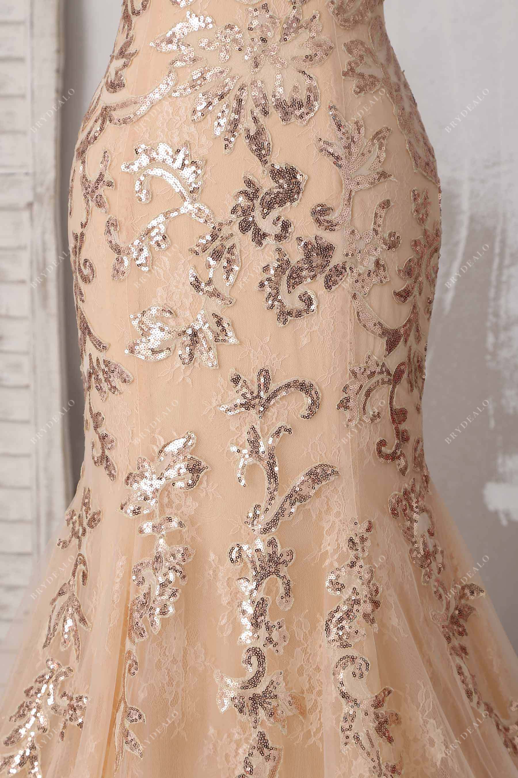 champagne sequin mermaid prom dress 