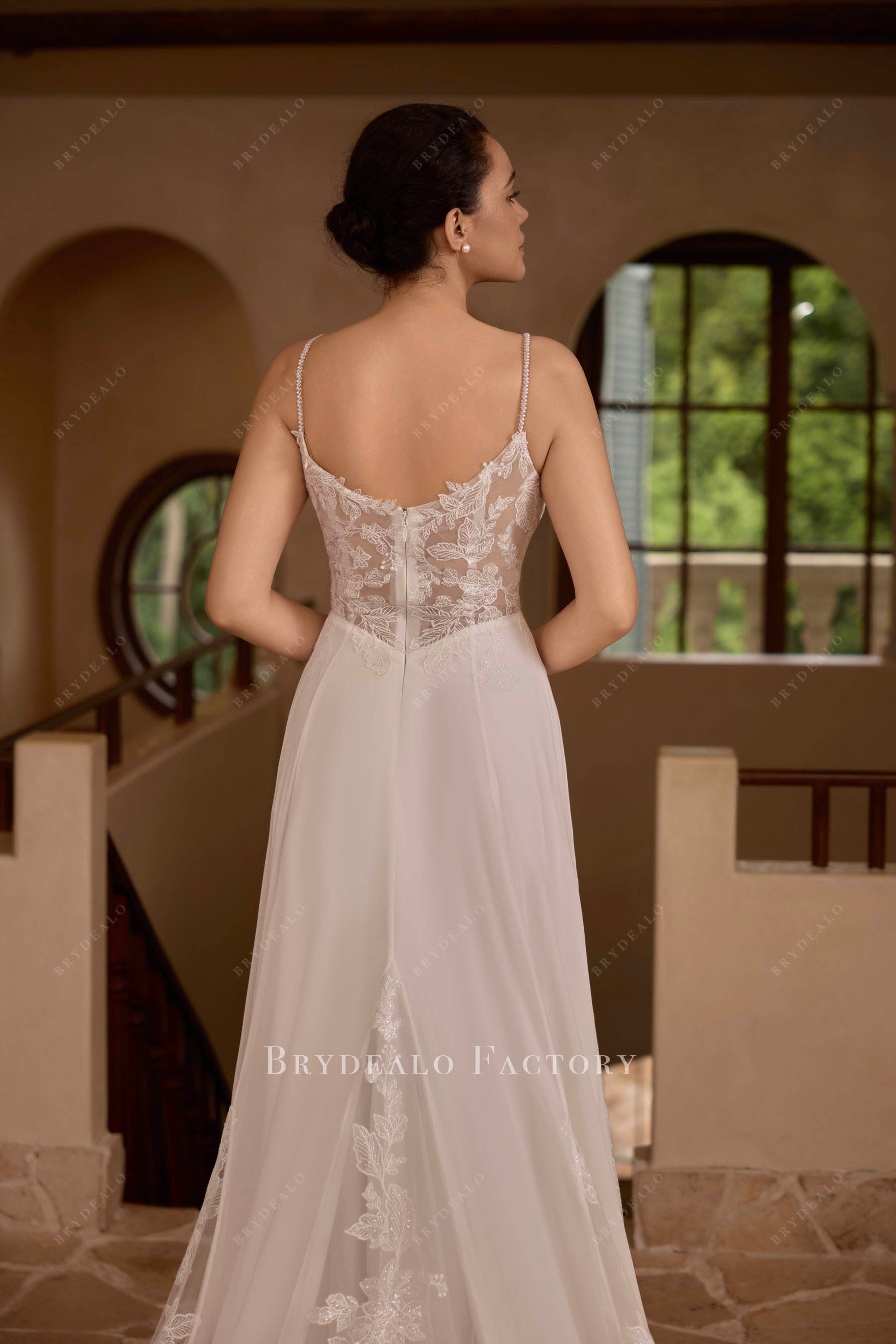 sheer lace back wedding dress