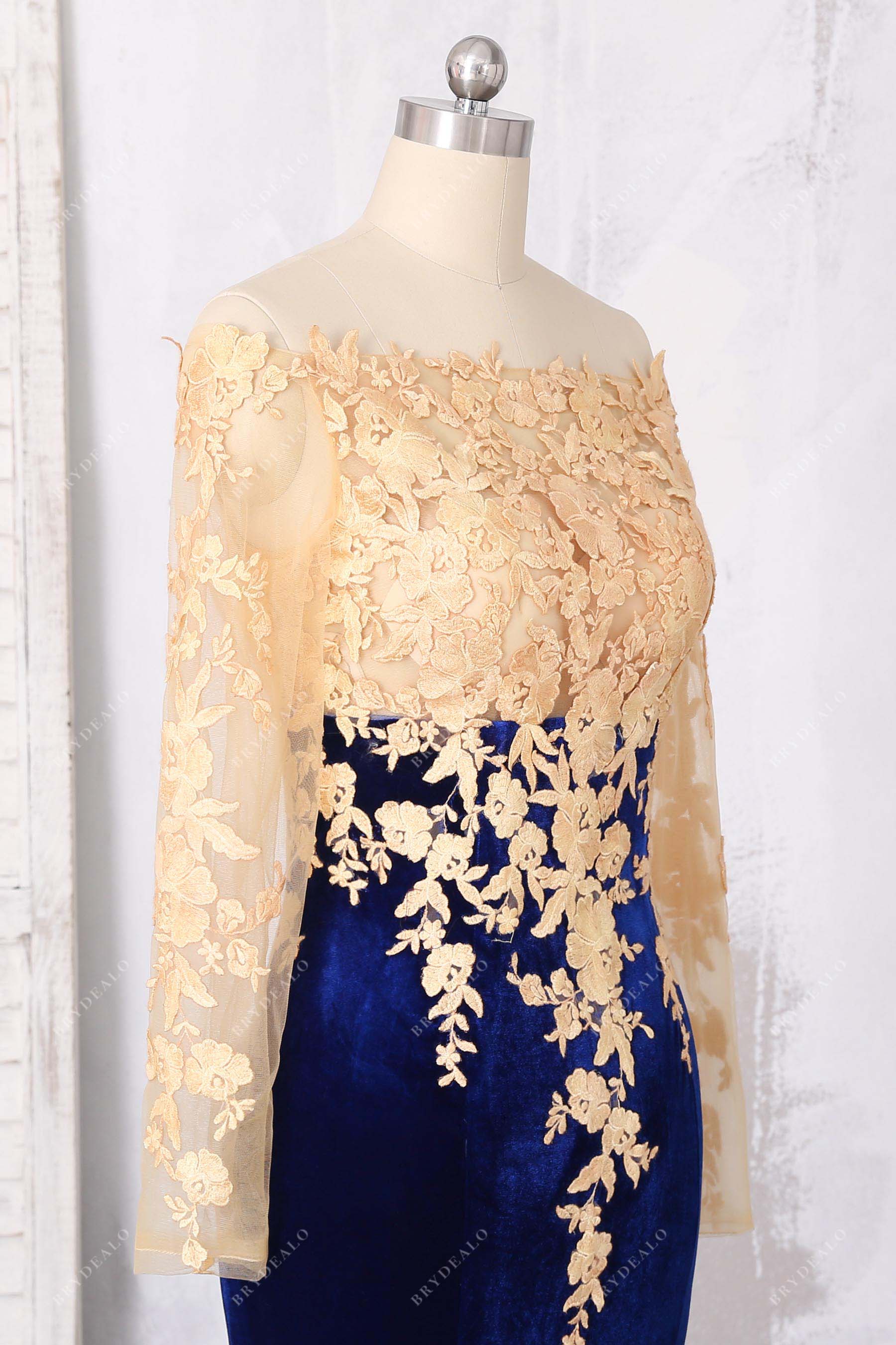 illusion long sleeve plus size prom dress