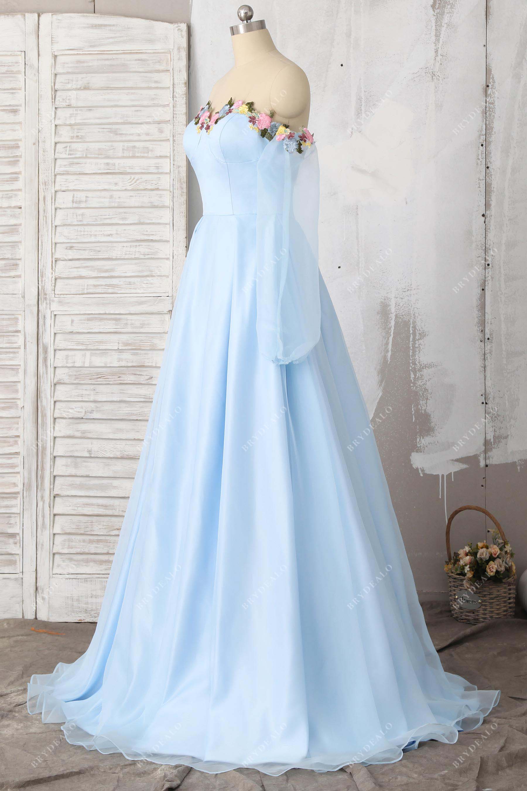 illusion long sleeve prom dress