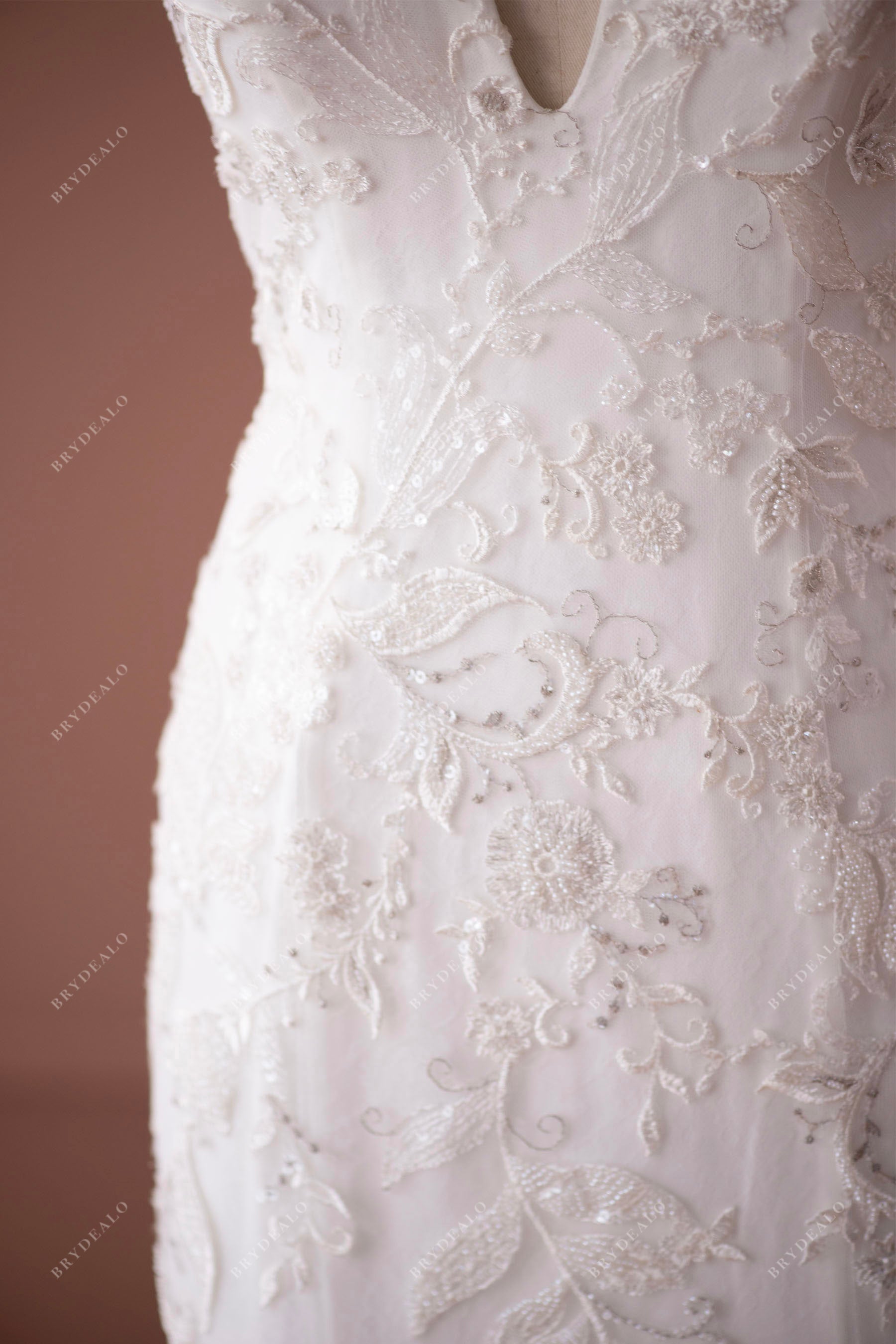 beaded lace applique wedding dress