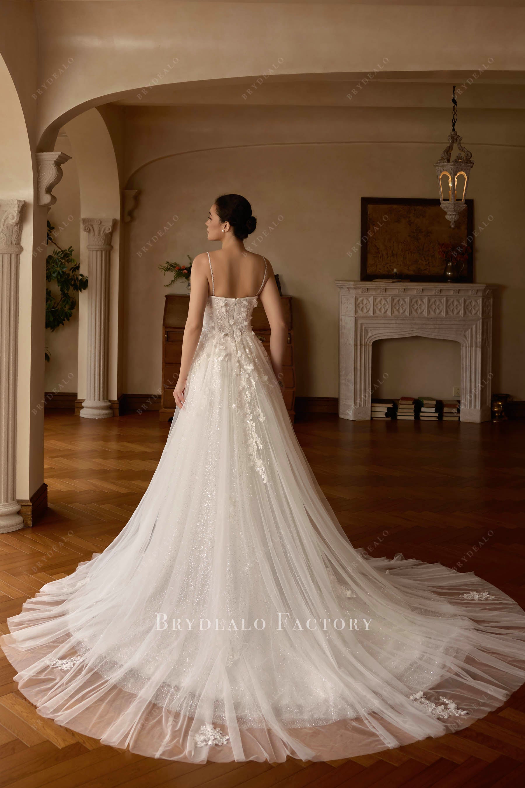 shimmery glitter tulle wedding dress