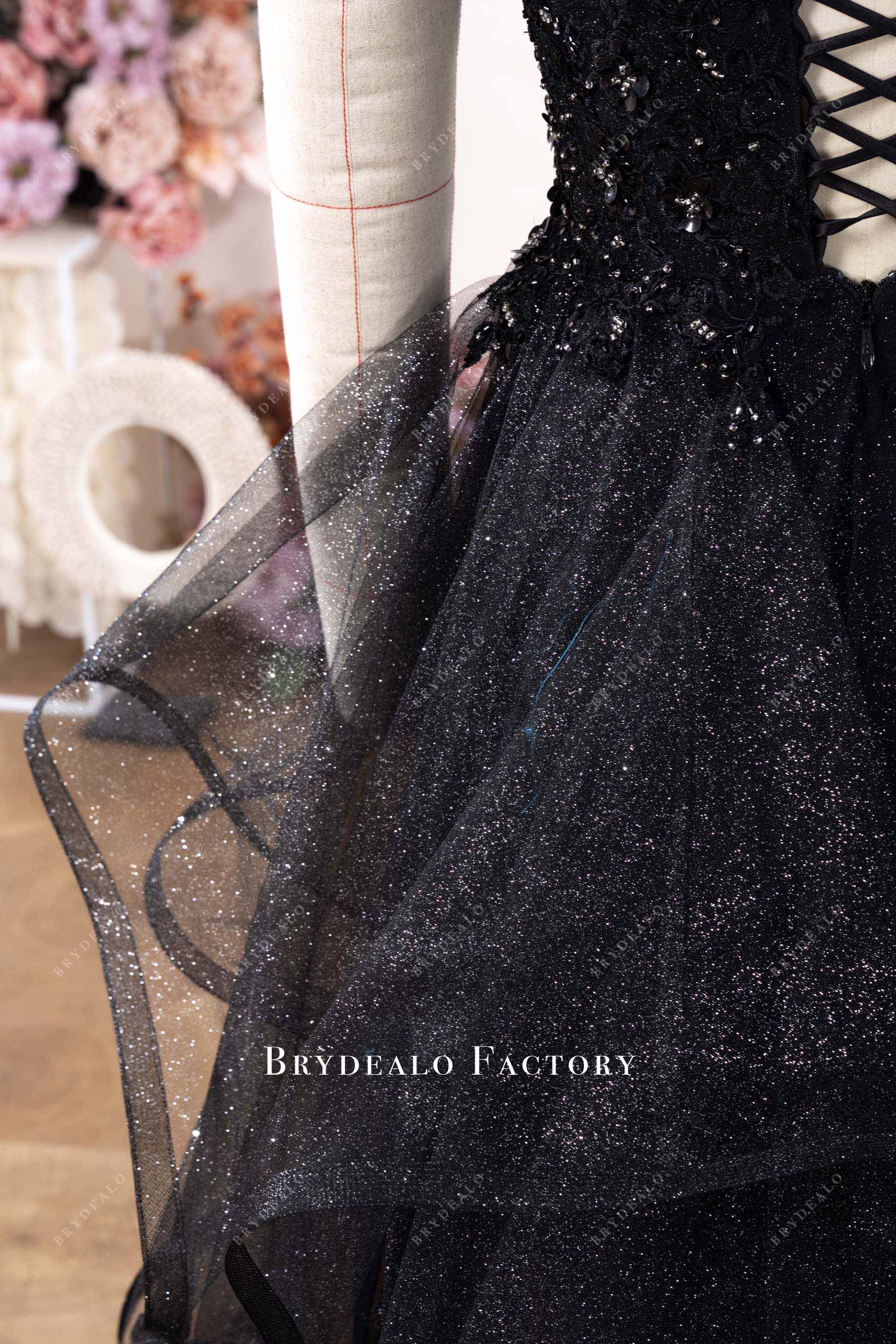 shimmery tulle layered wedding dress