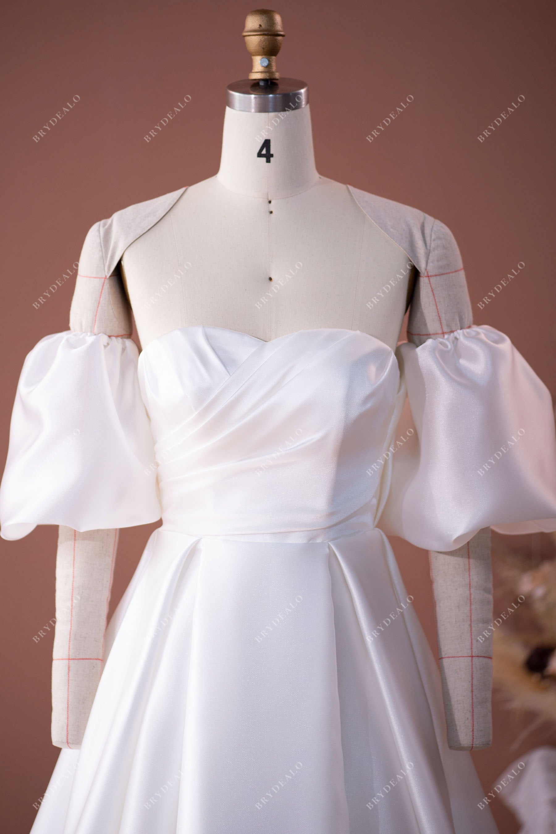 off shoulder wrapped silky organza wedding dress