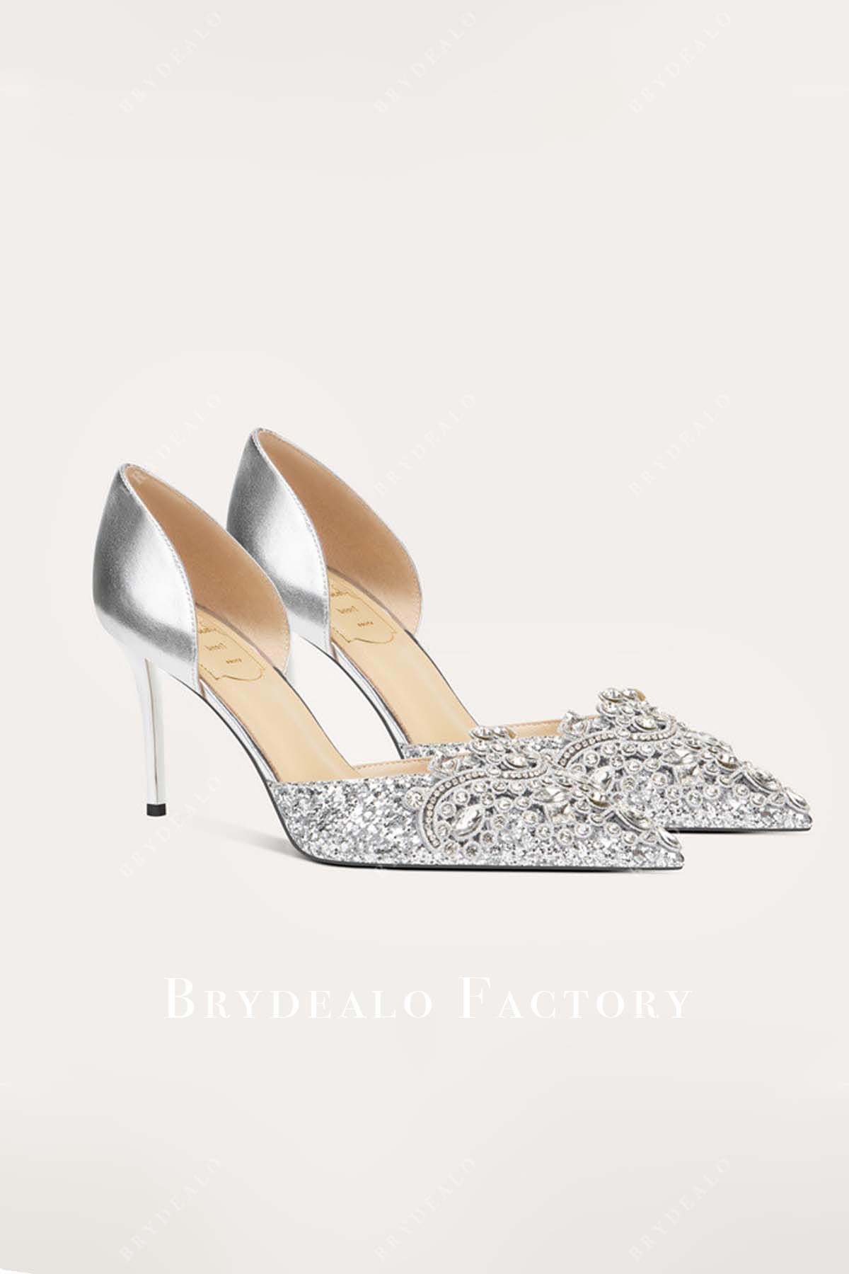 silver glitter wedding shoes