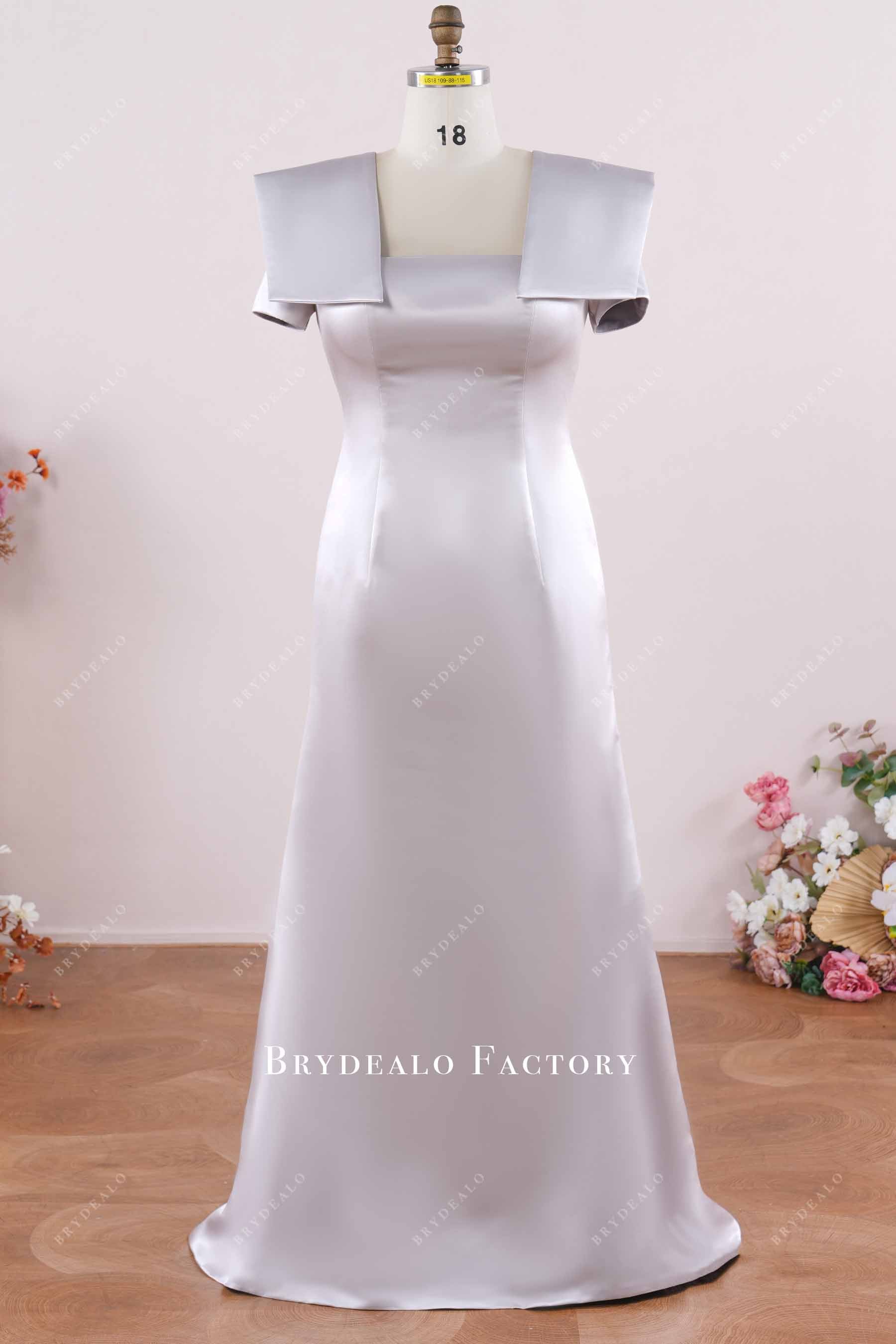 silver satin fit formal dress