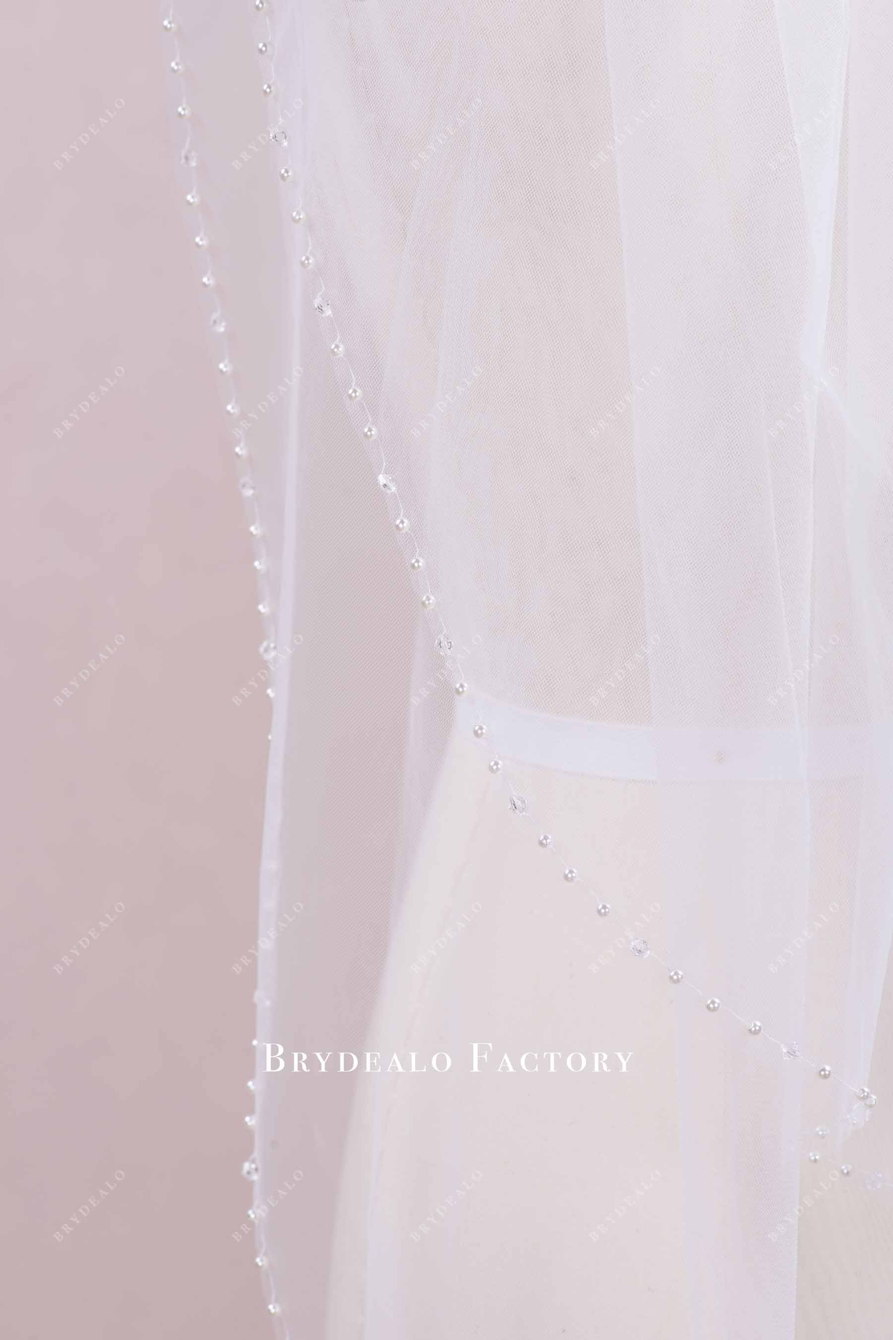 single-tier crystal wedding veil