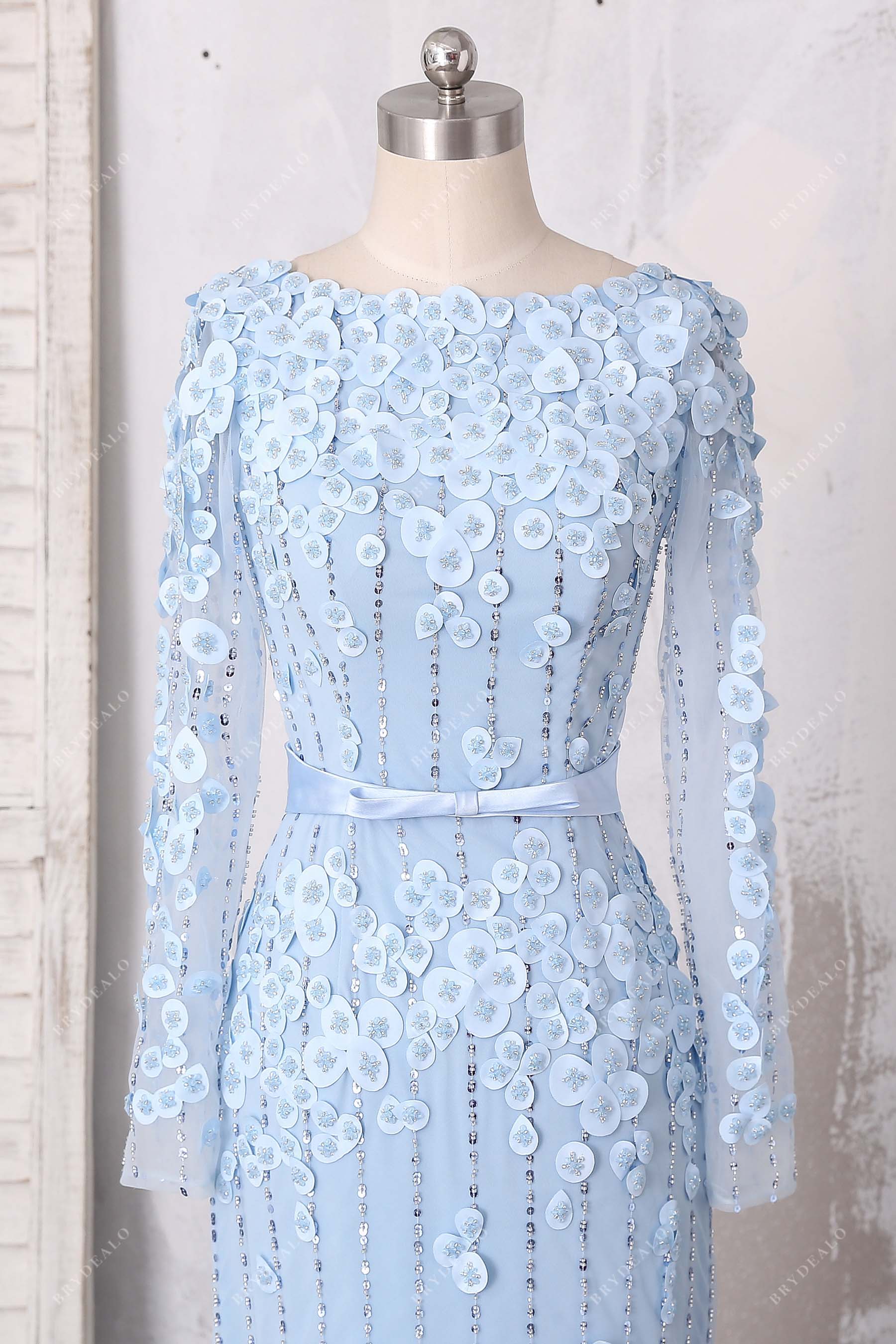 boat neck sheer sleeves wedding dress