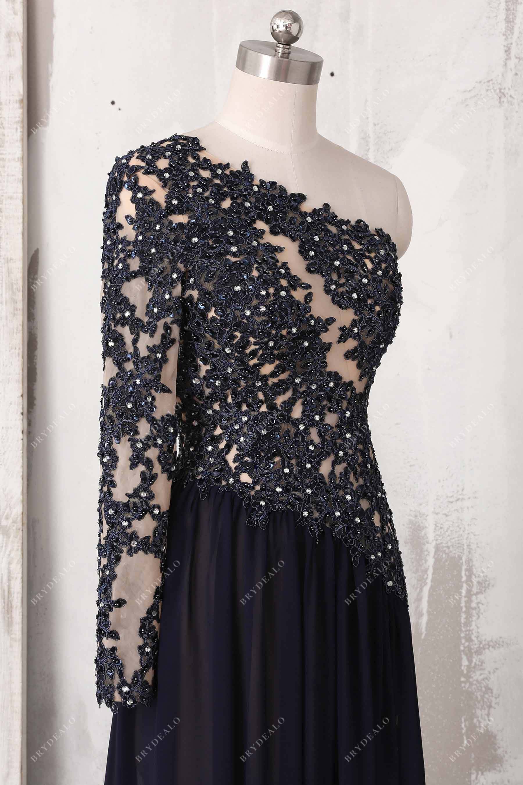 black lace sequin prom dress