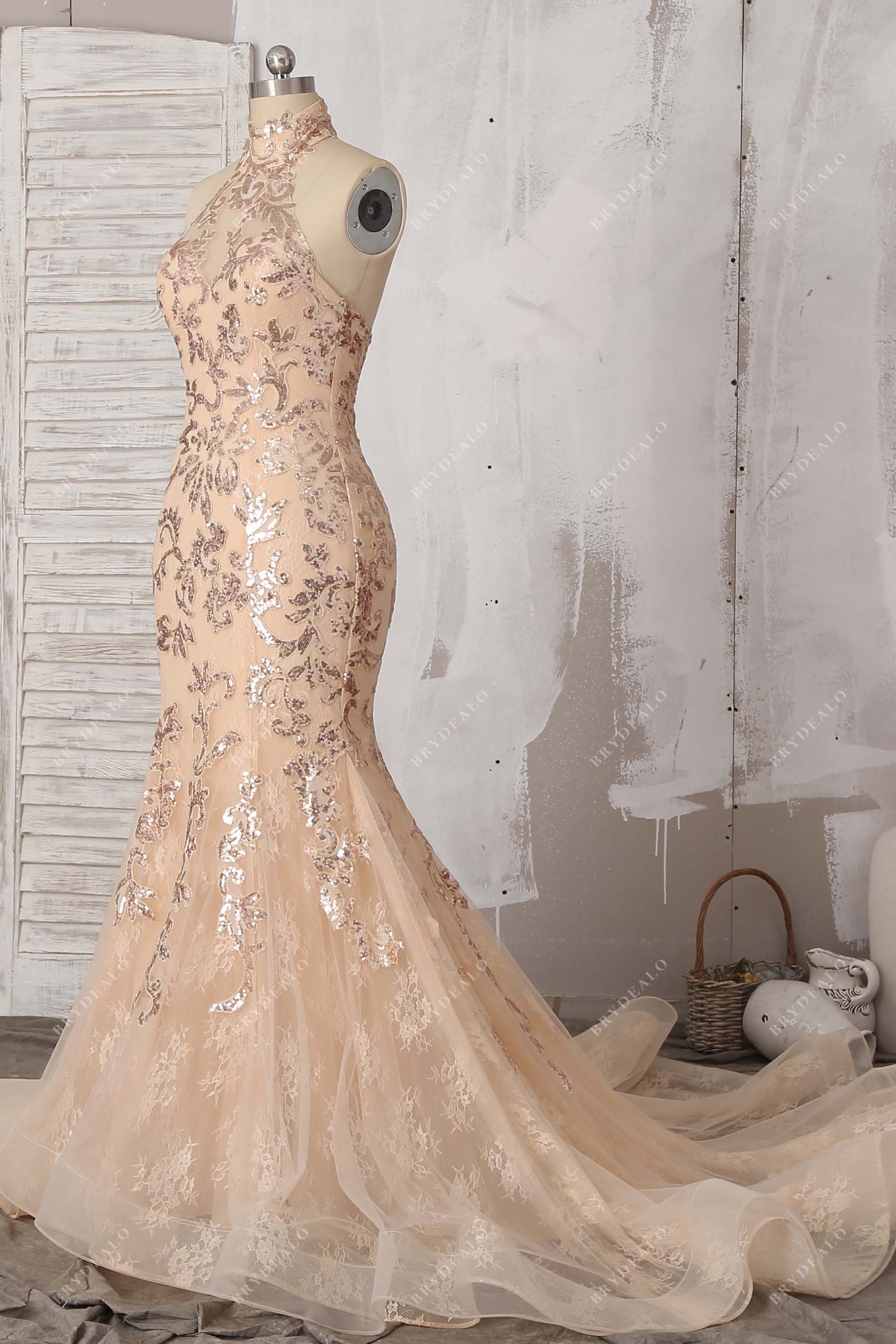 halter sleeveless trumpet formal dress