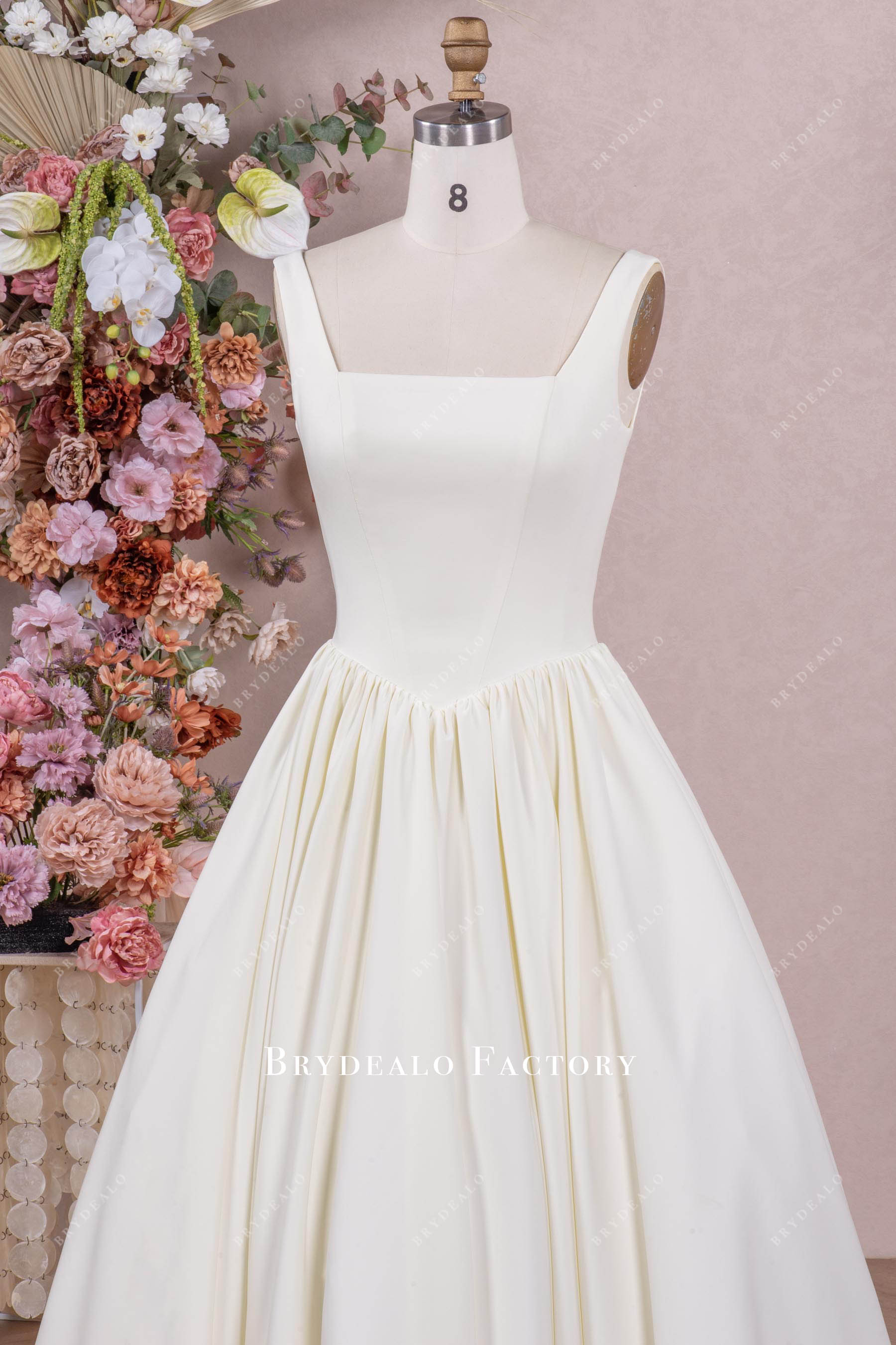 sleeveless square neck wedding dress