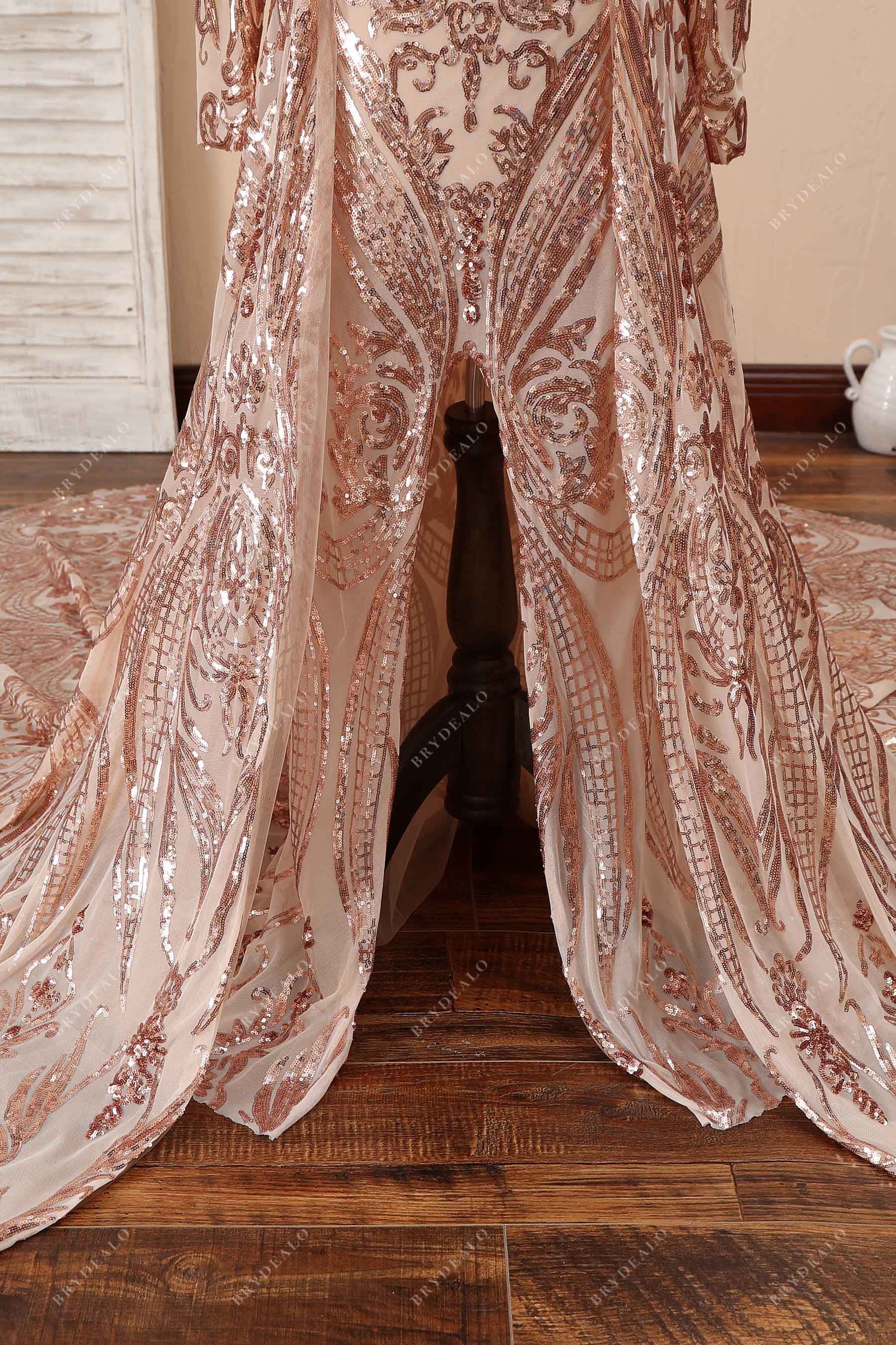 glitter A-line slit prom dress