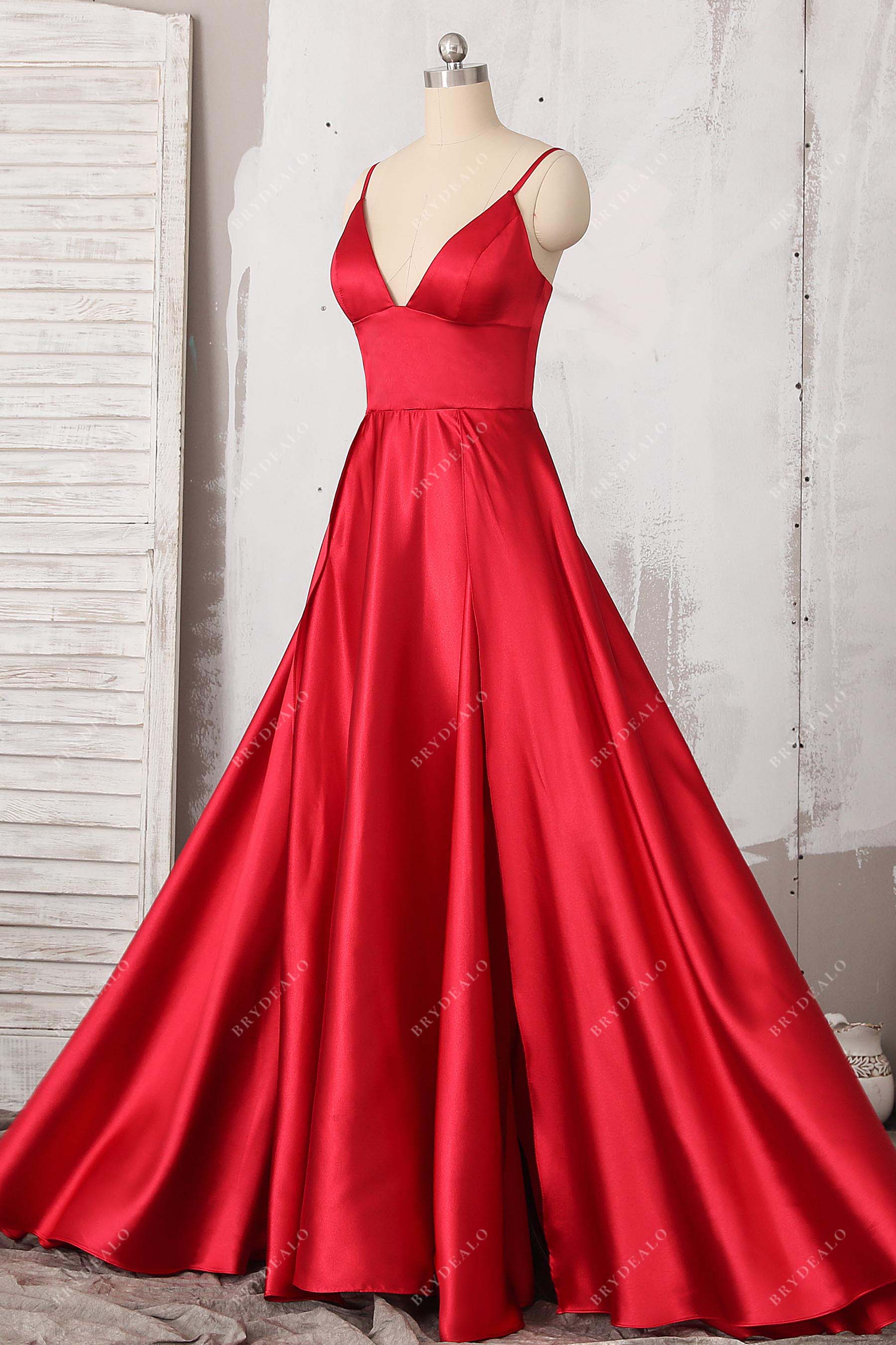 empire waist slit prom dress