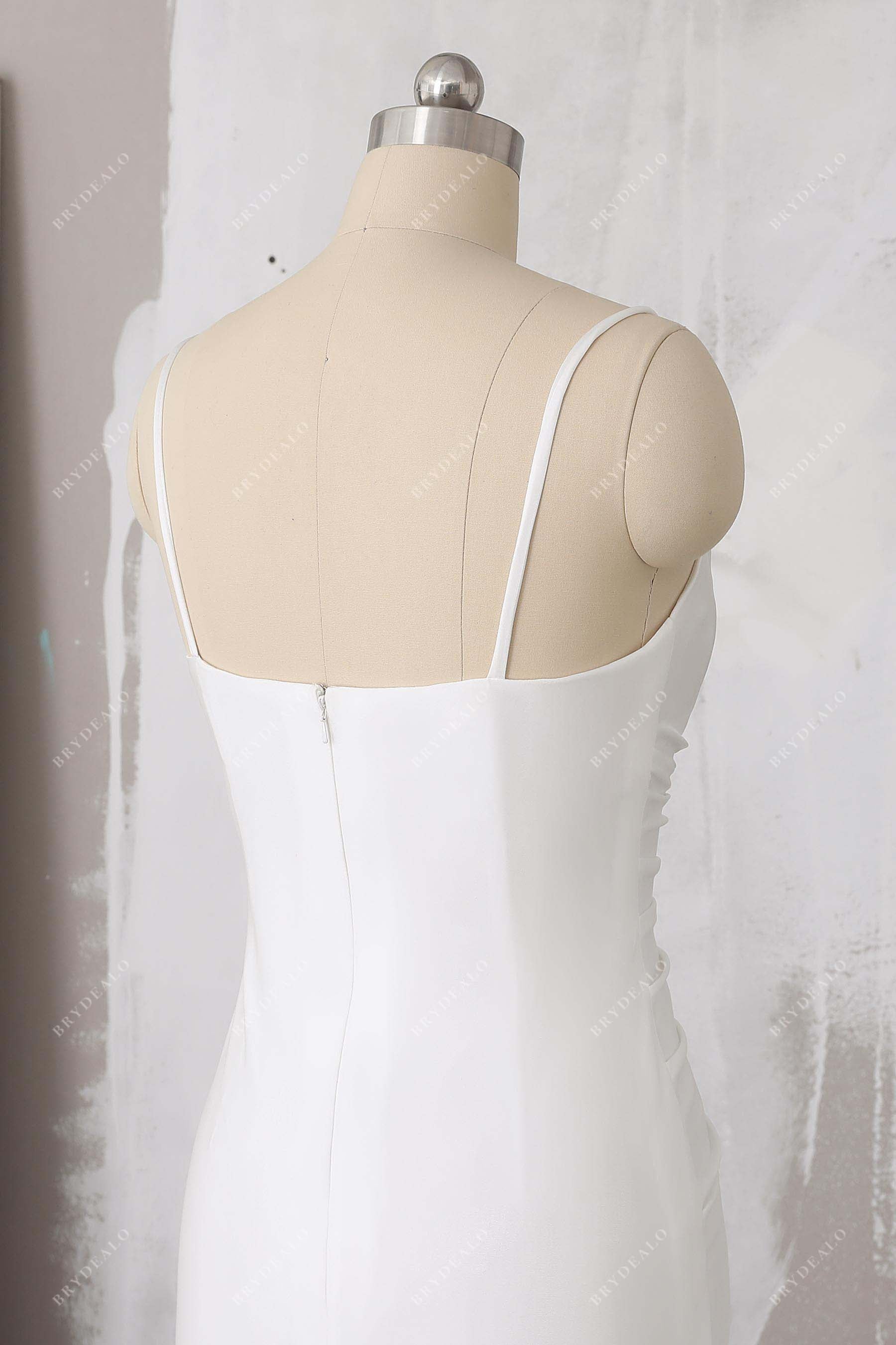 spaghetti straps open back formal gown