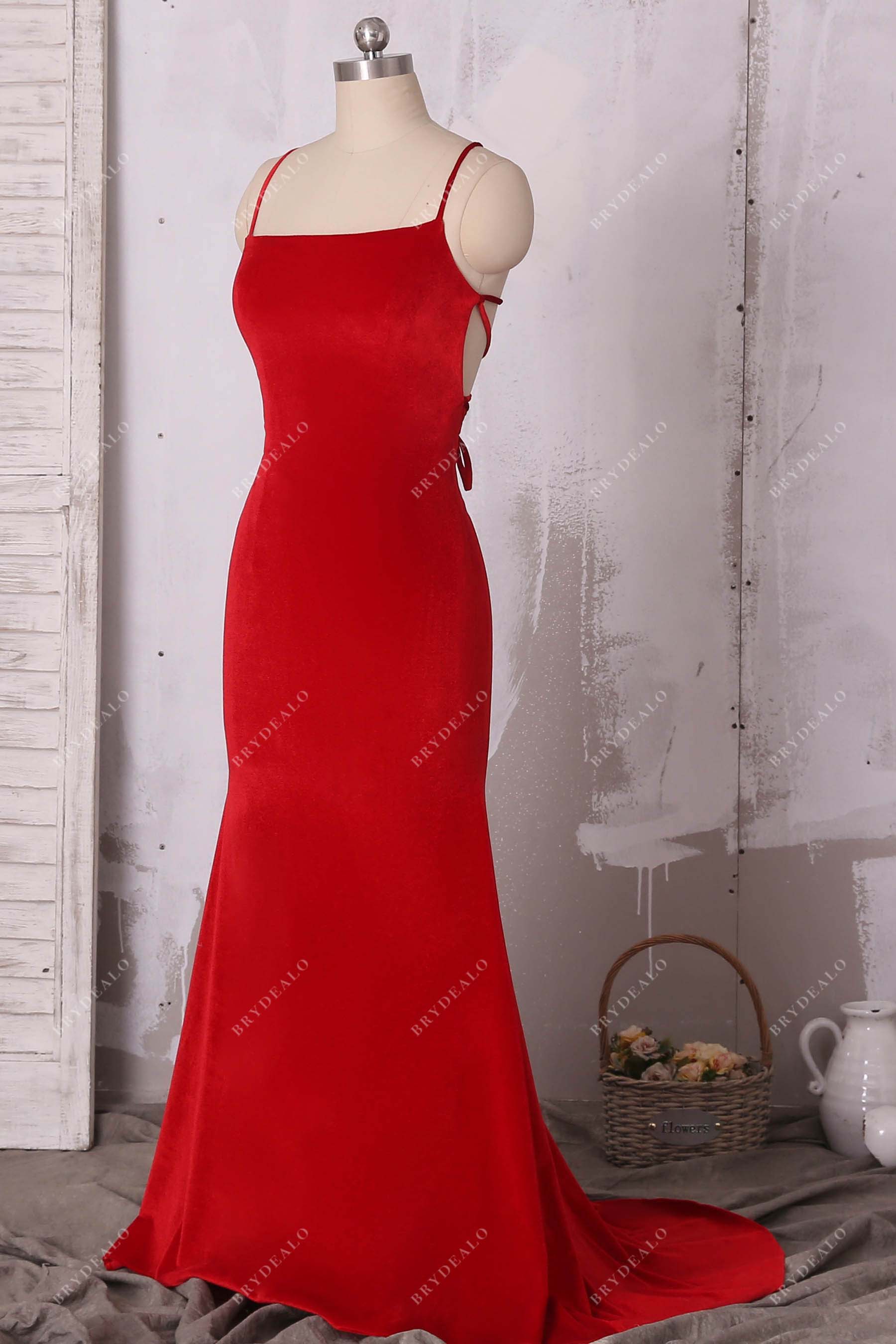 sleeveless sweep train mermaid prom dress