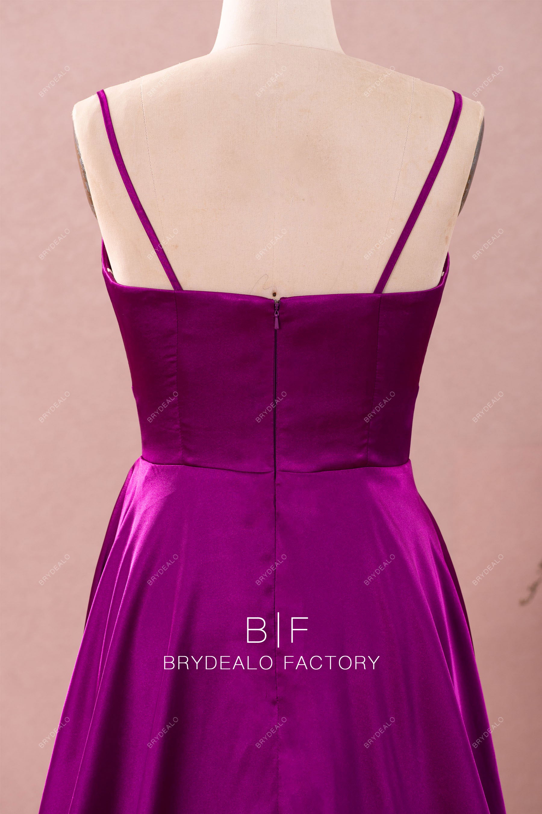 spaghetti straps open back evening dress
