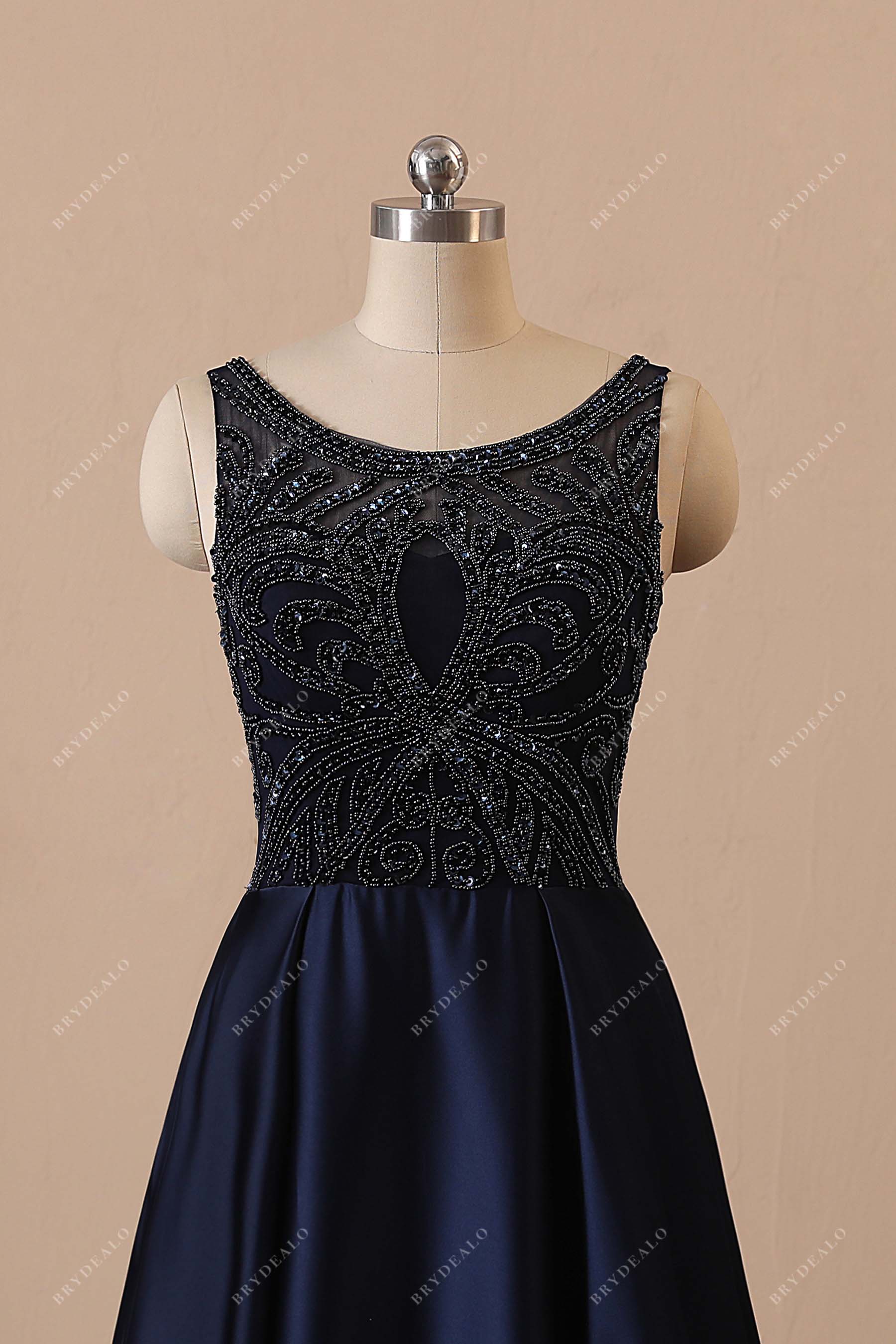 sequin beaded sleeveless prom dress