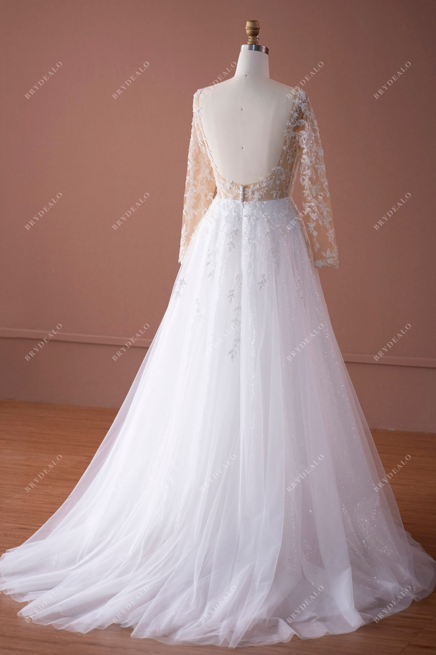 illusion sleeve tulle lace wedding dress