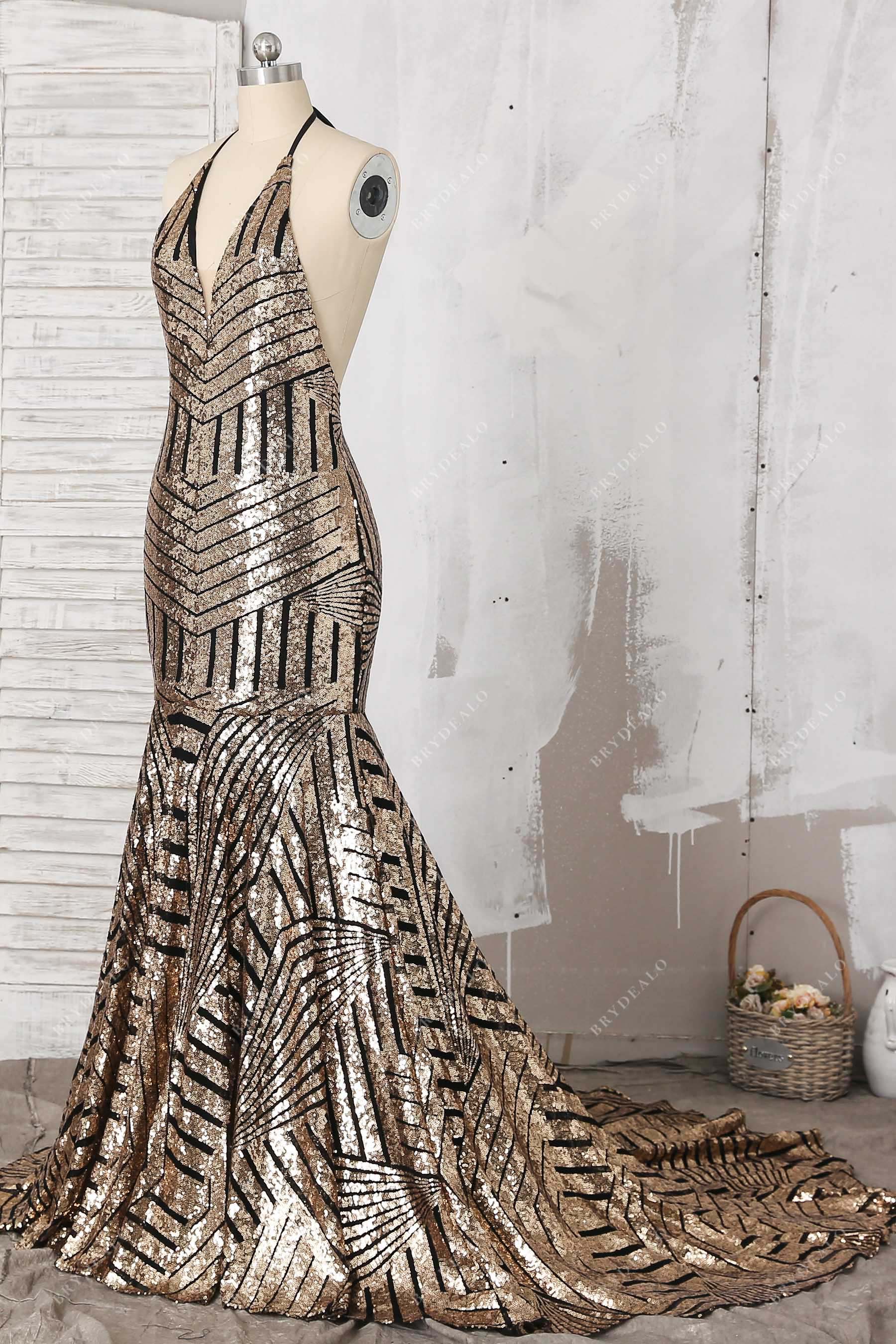 halter sparkly mermaid prom dress