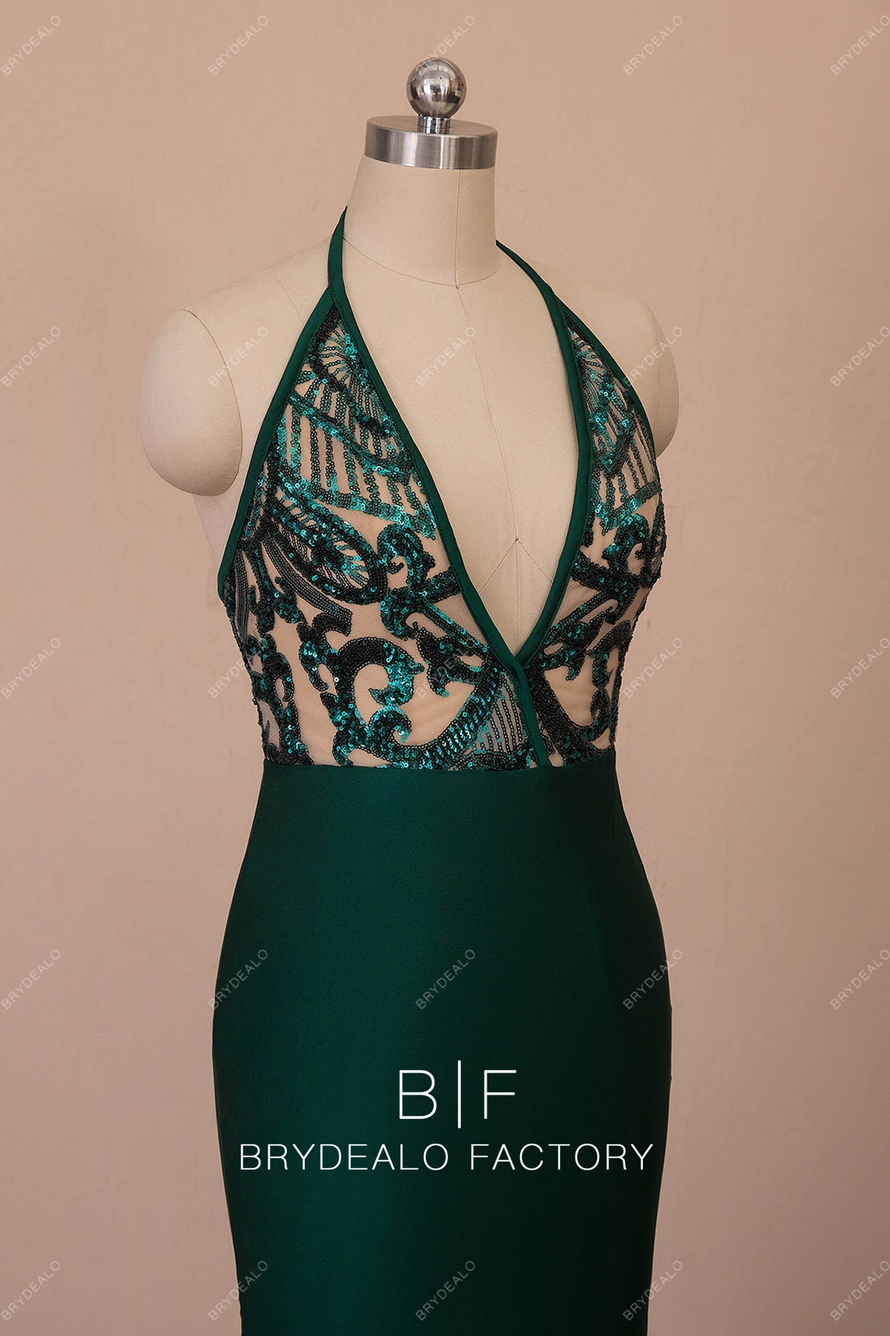 sparkly sequin plunging neck formal dress