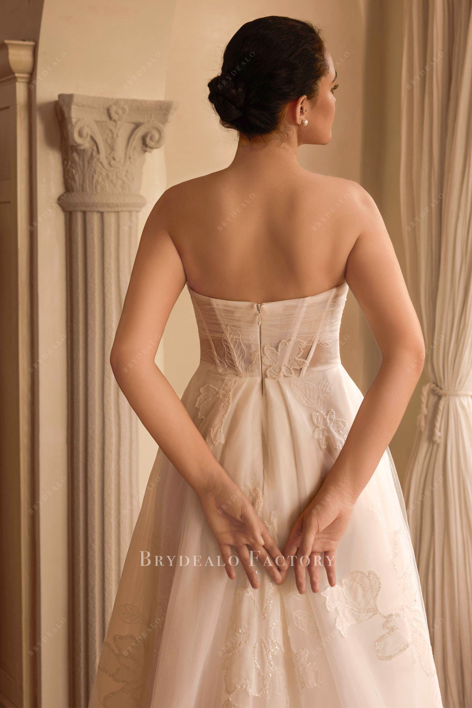 strapless backless wedding dress