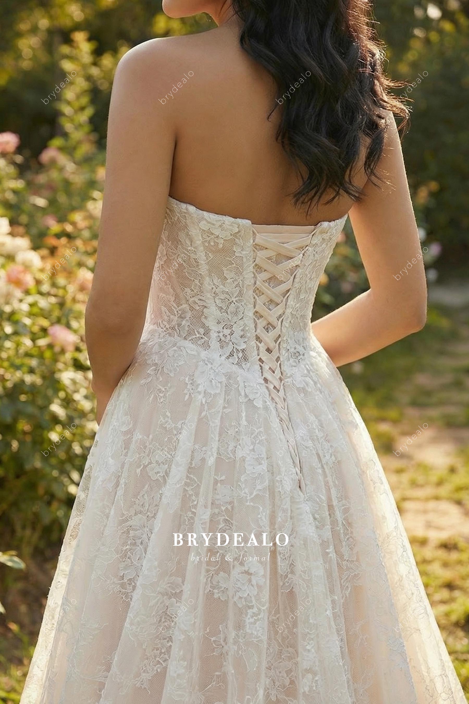 strapless corset lace bridal dress