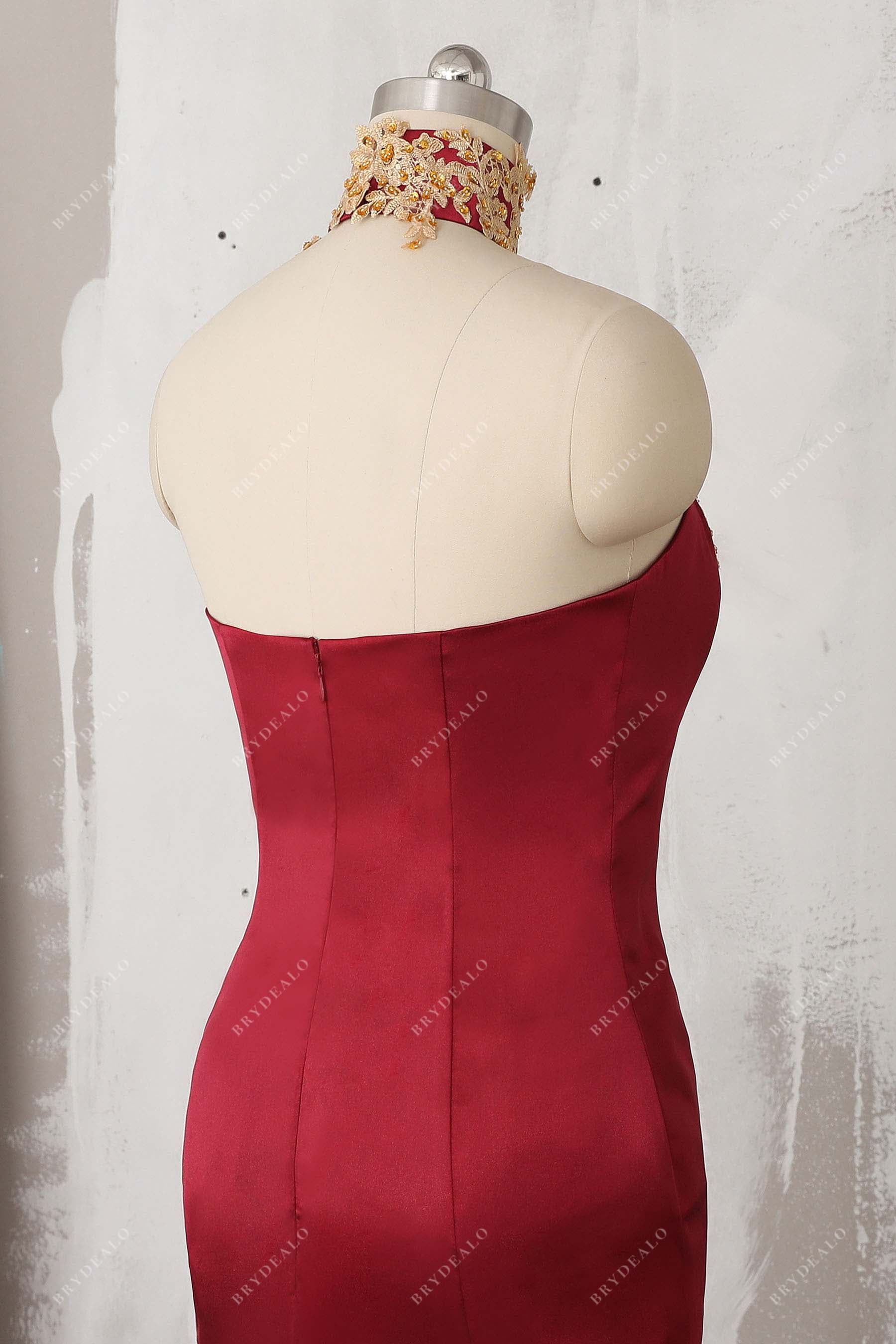 strapless open back prom dress