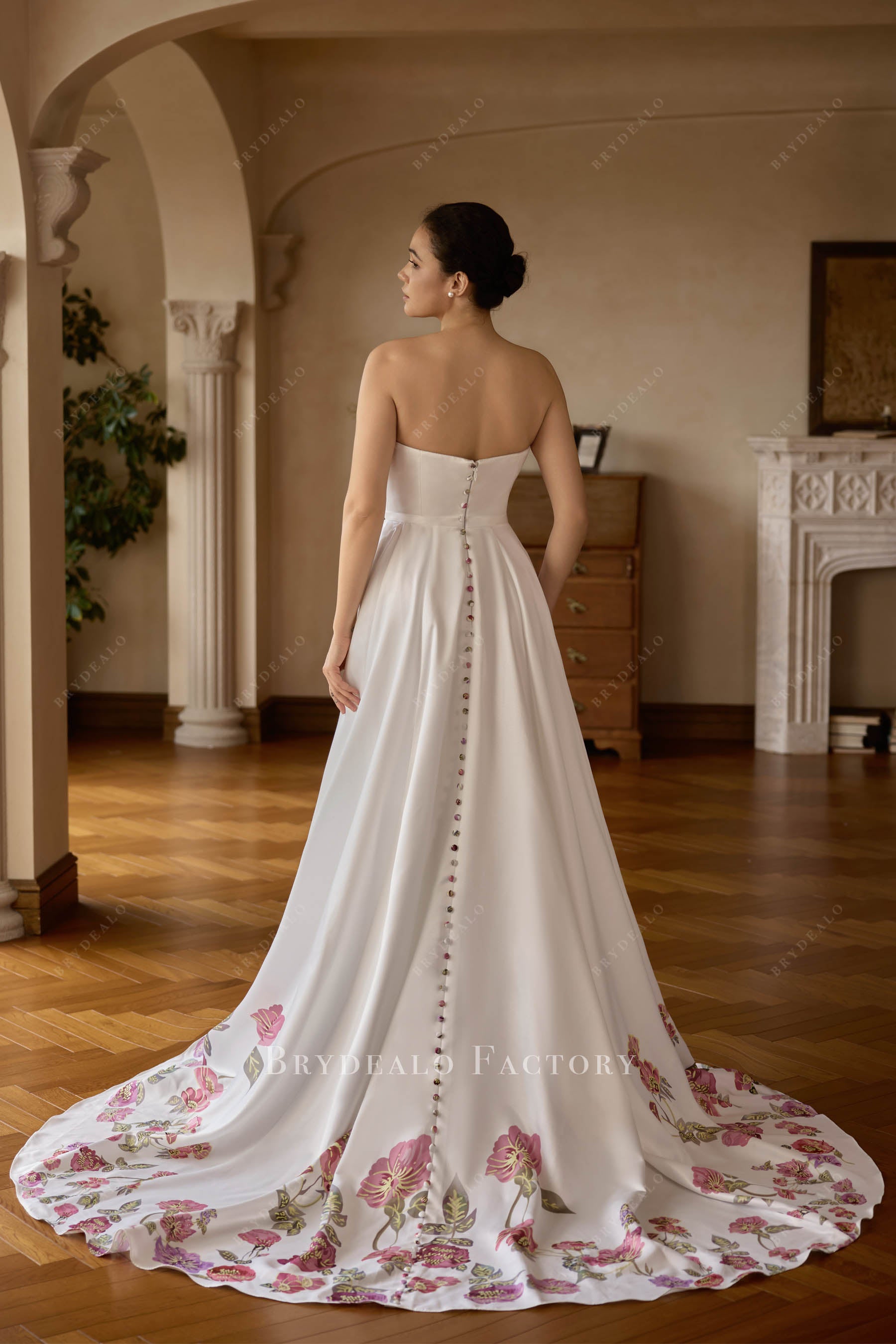 strapless open back wedding dress