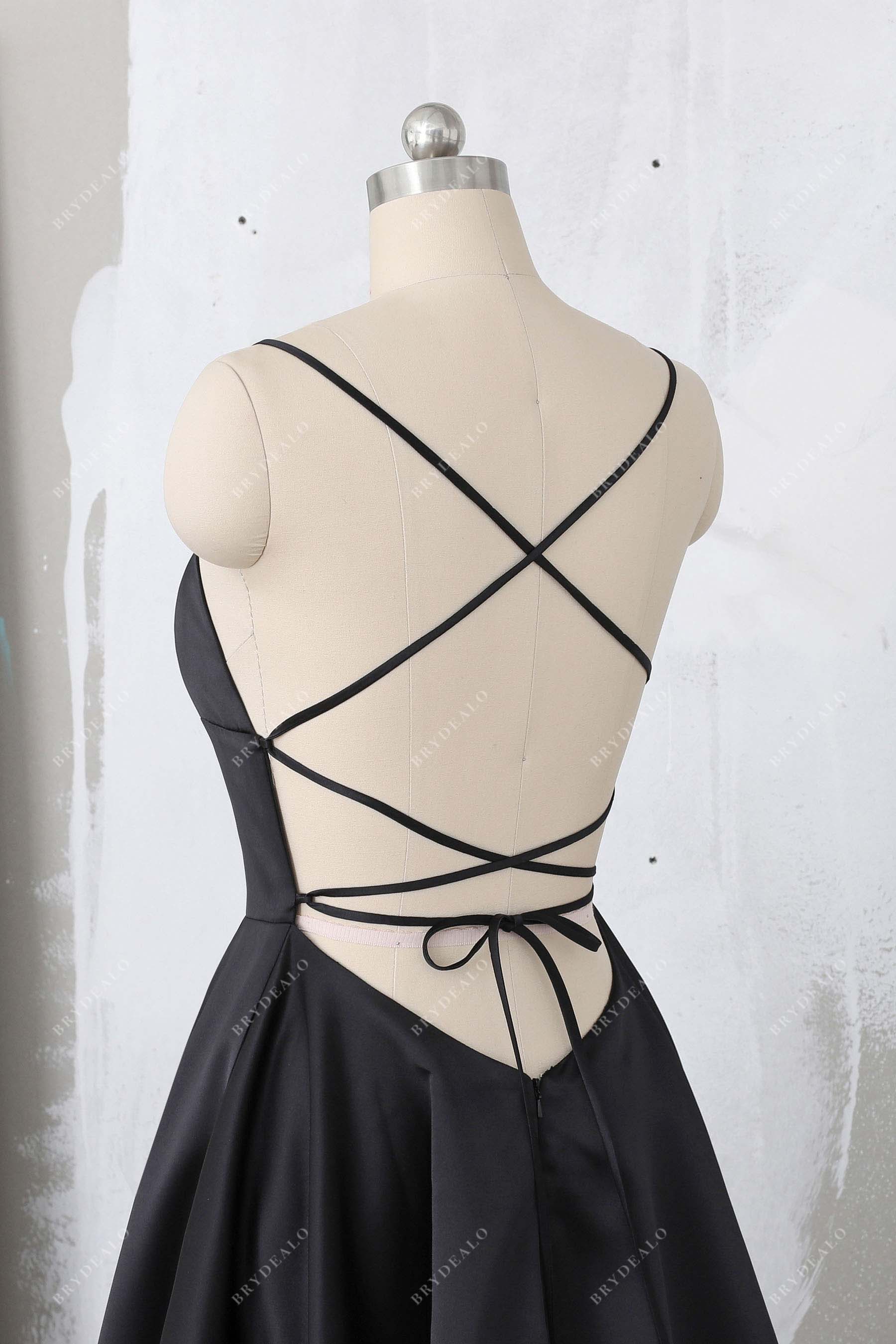 Black Satin Empire Crisscross Prom Dress – Brydealo