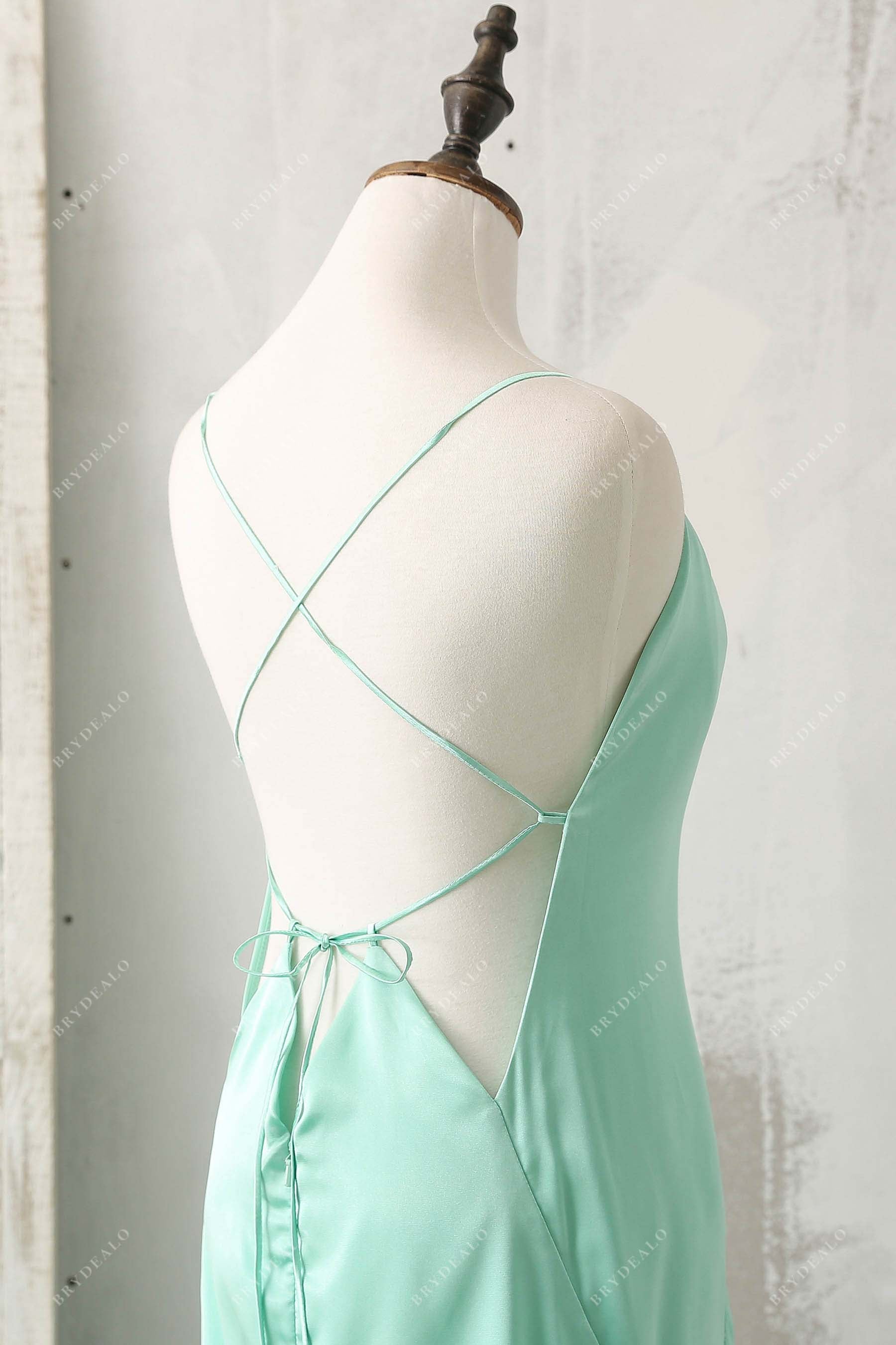 crisscross open back mint dress