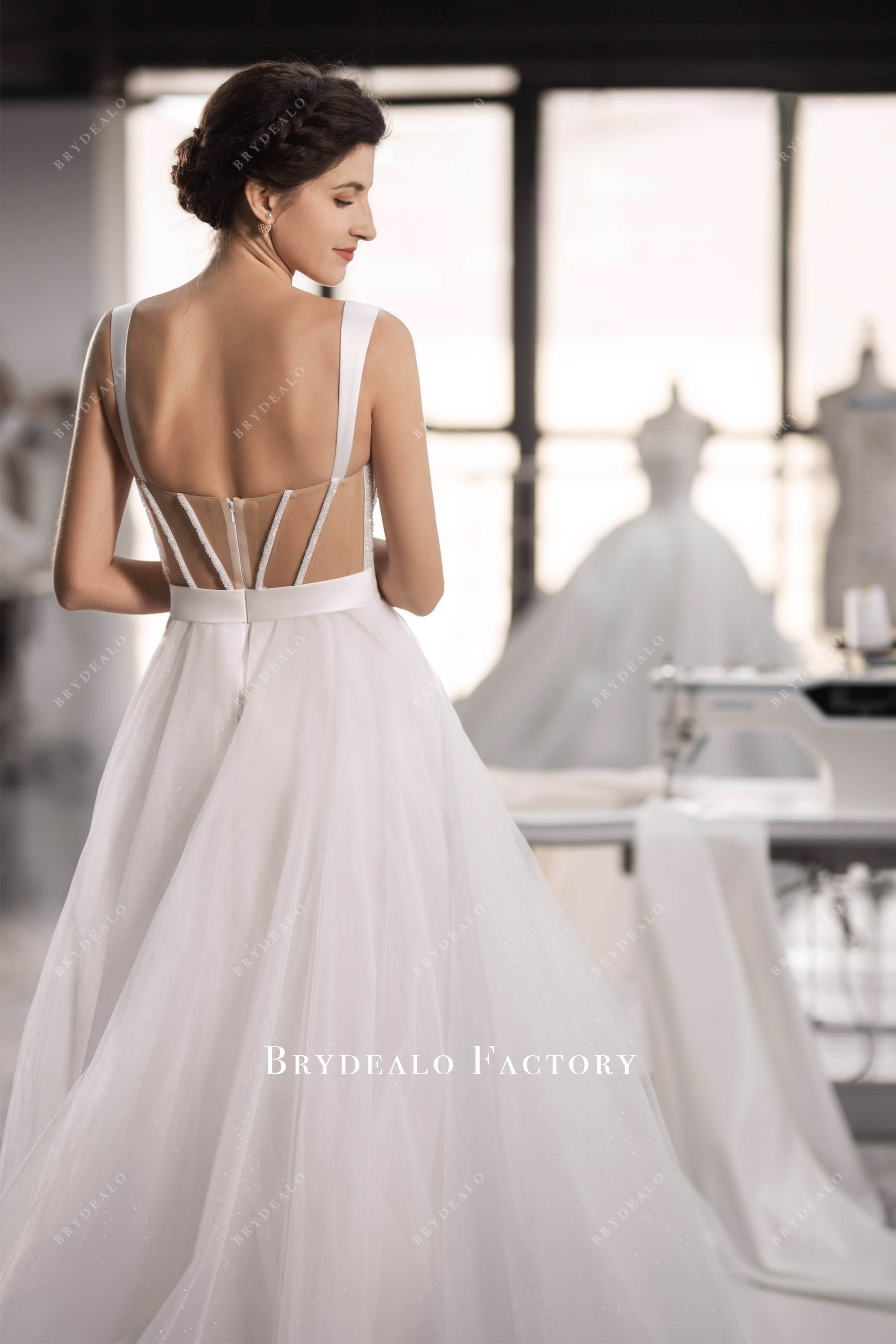 Shimmery Beaded Boning Corset Wedding Dress