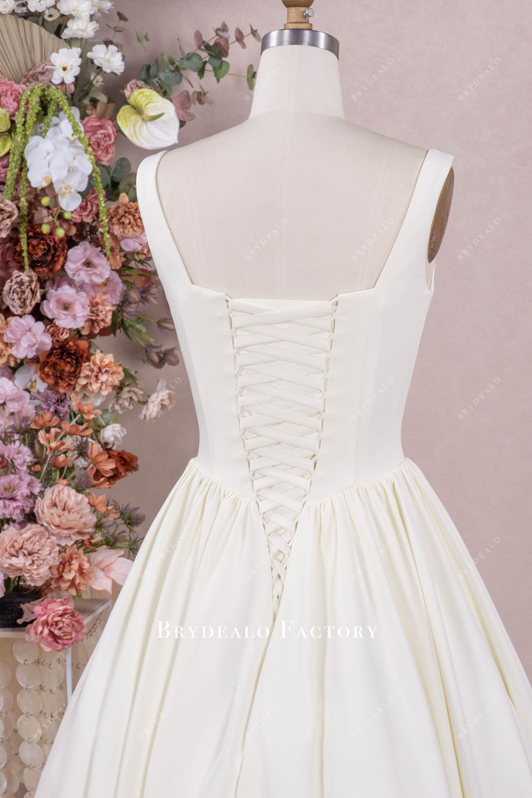 straps lace-up back bridal gown