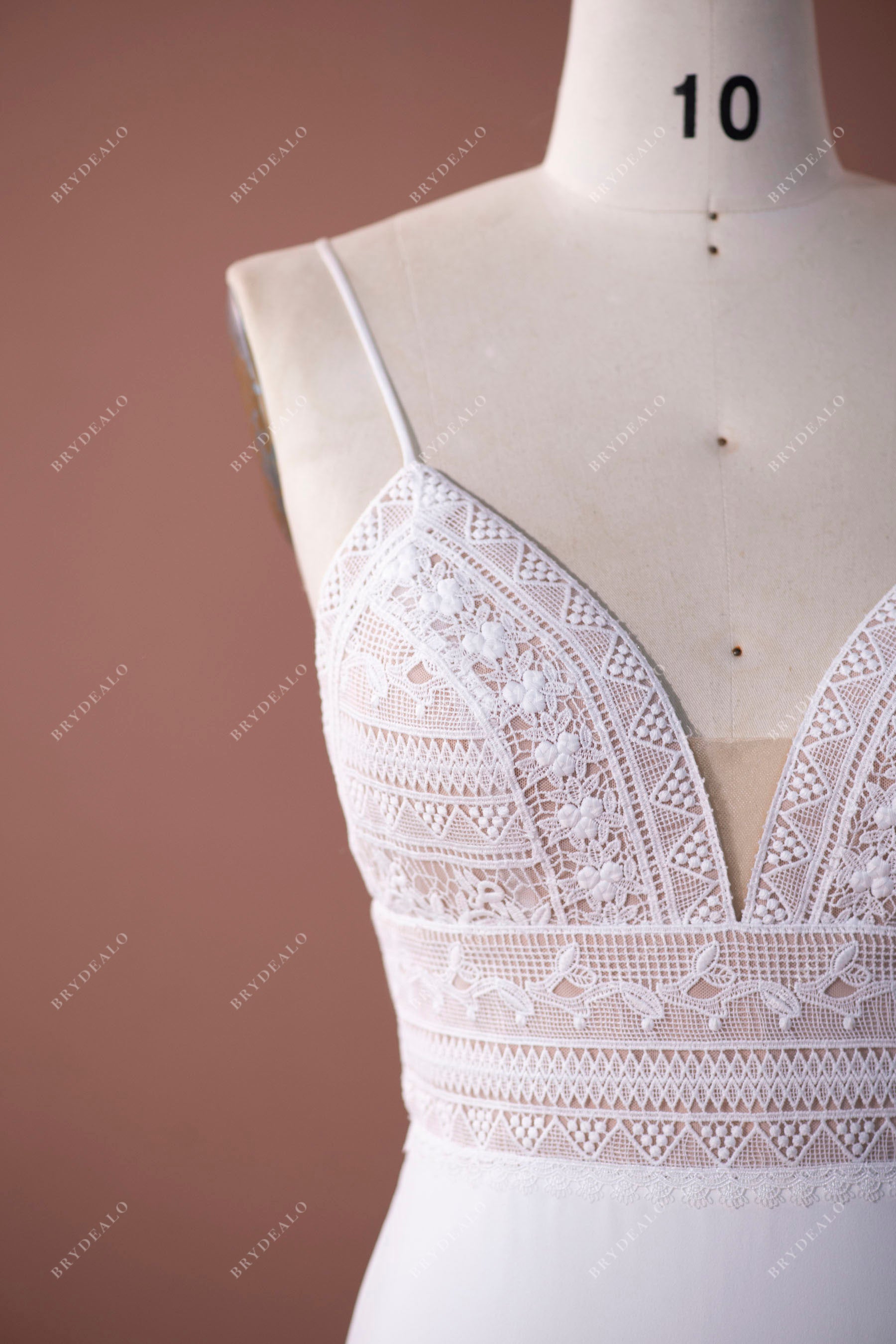 lace plunging neck wedding dress