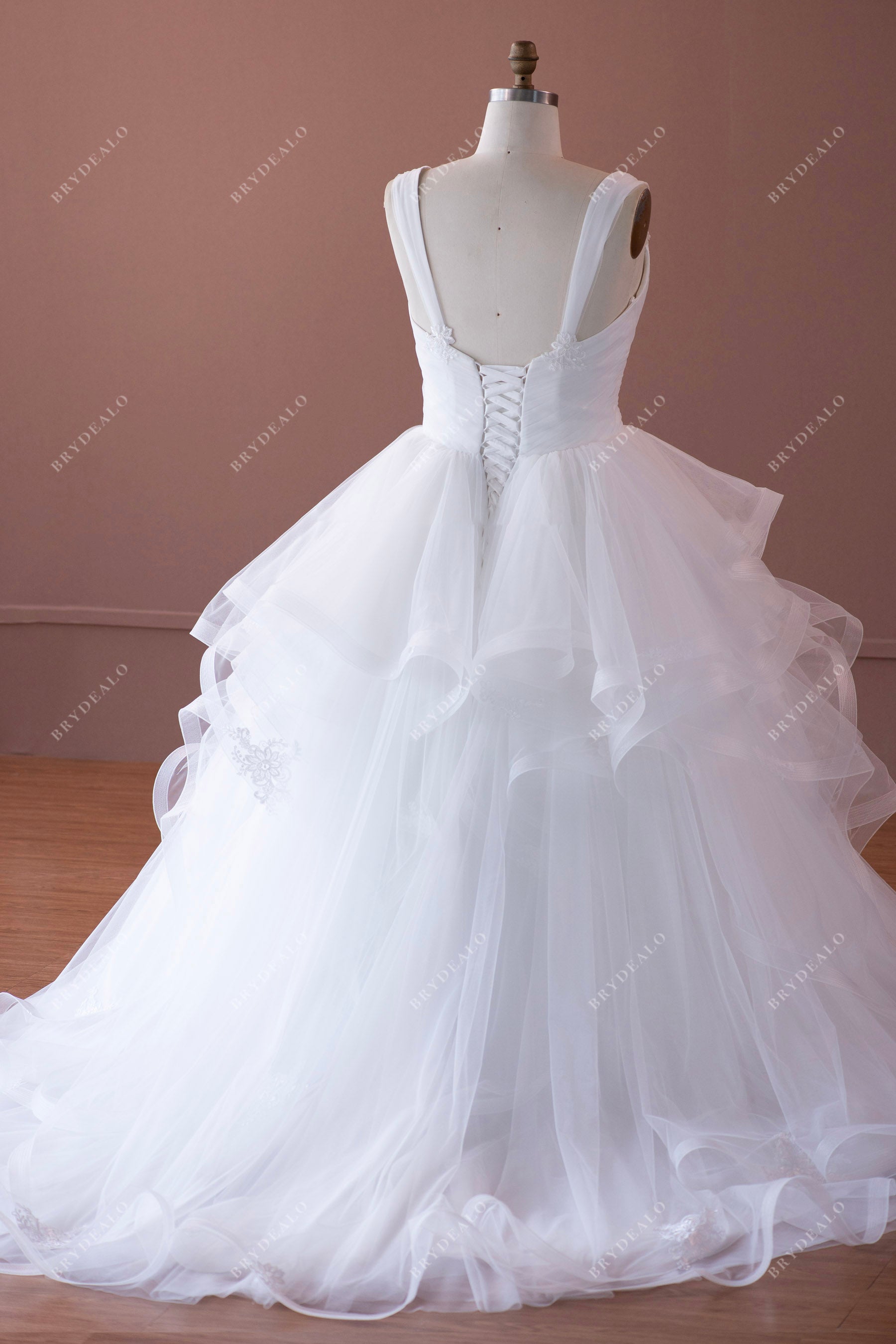 straps lace up back ballgown wedding dress
