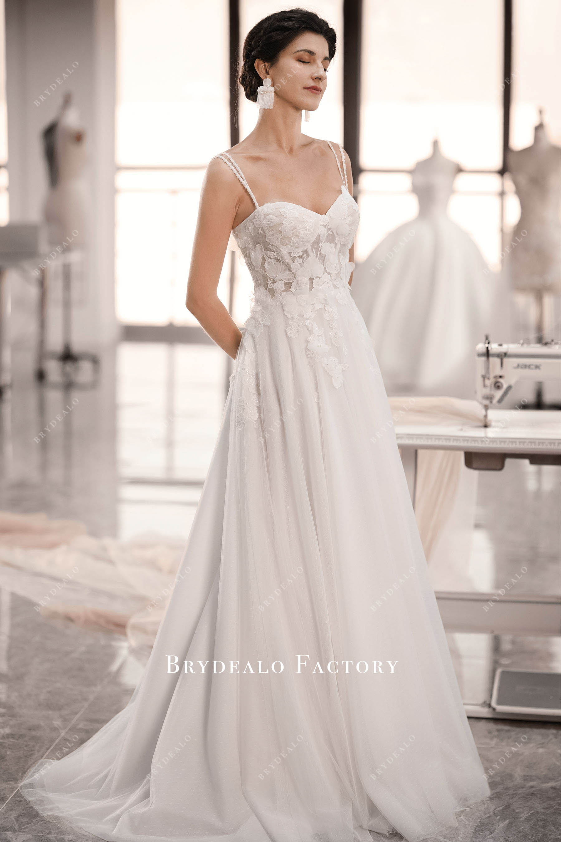 straps sweetheart neck A-line wedding dress