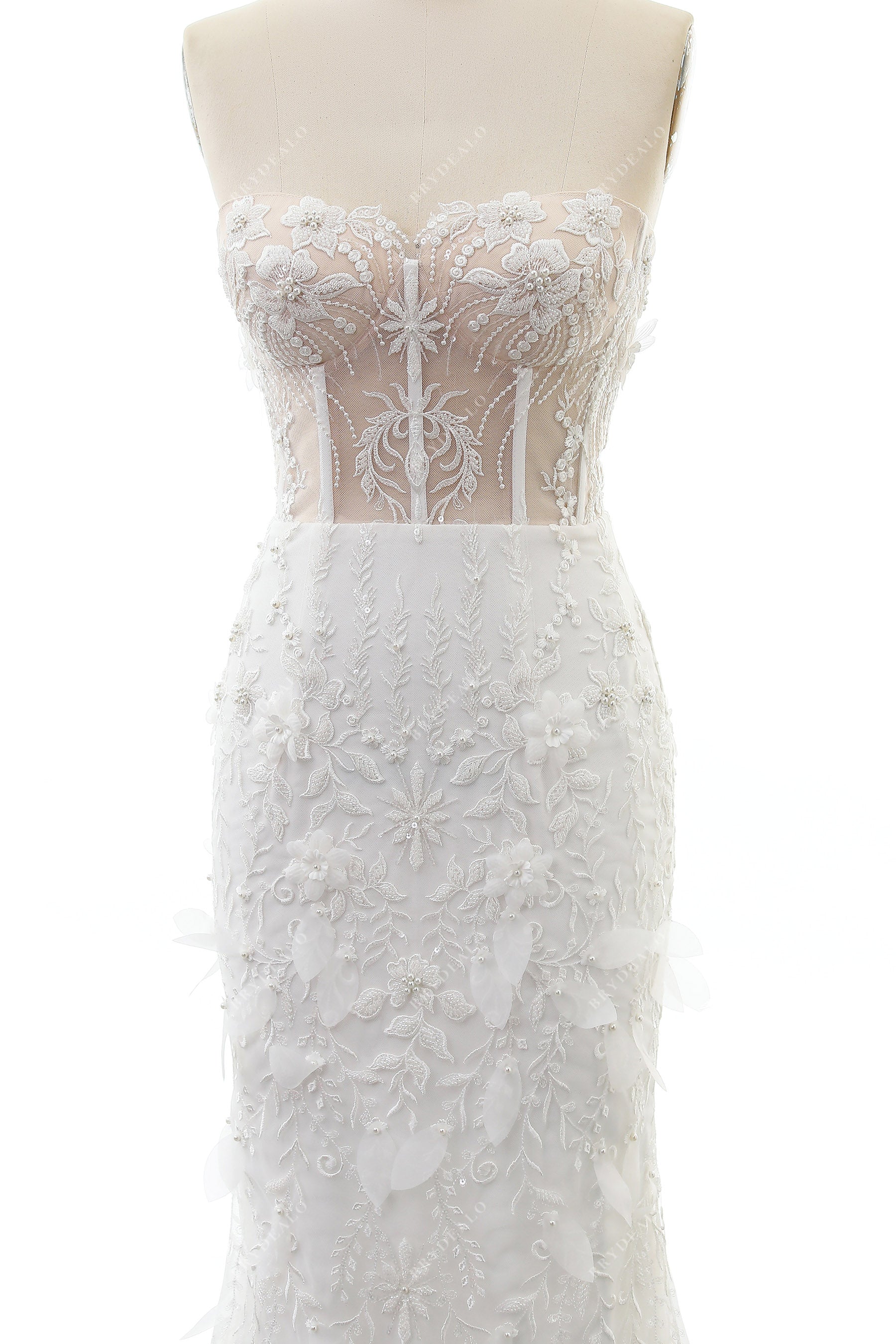 beaded lace applique wedding dress