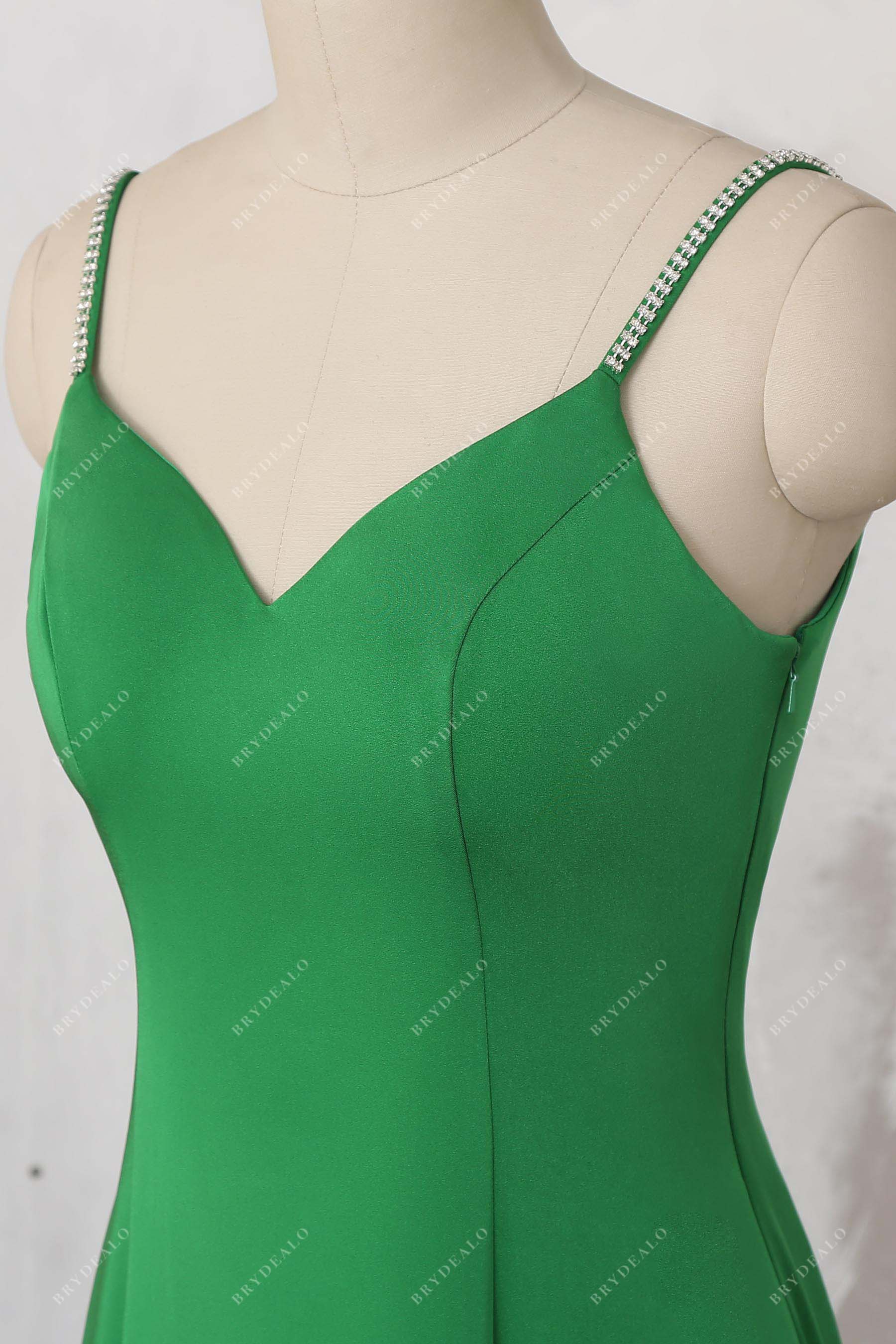 thin straps side zipper prom dress