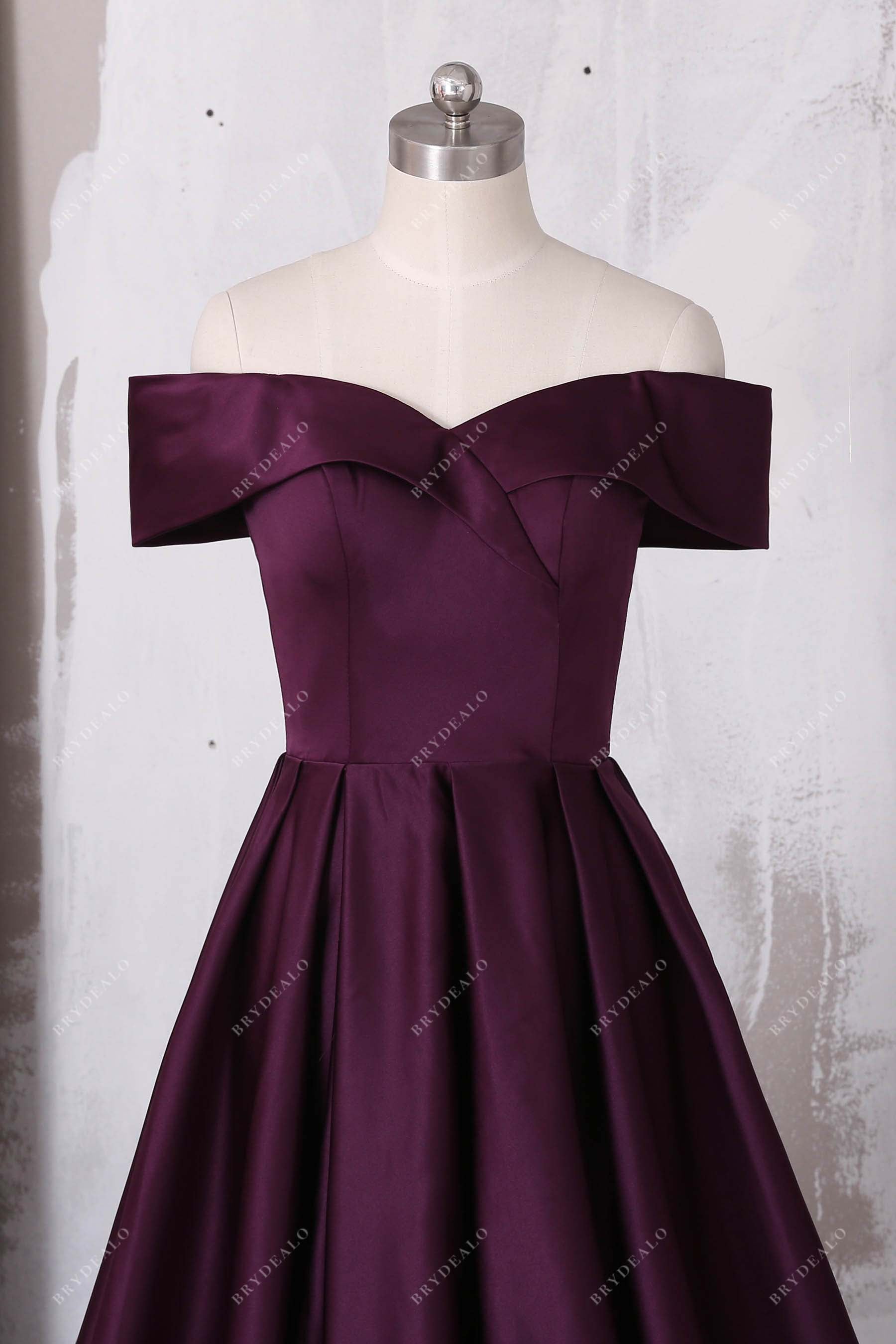 Grape Satin Off Shoulder Sweetheart Slit Elegant Prom Dress Brydealo Grape Satin Off Shoulder Sweetheart Slit Elegant Prom Dress Brydealo
