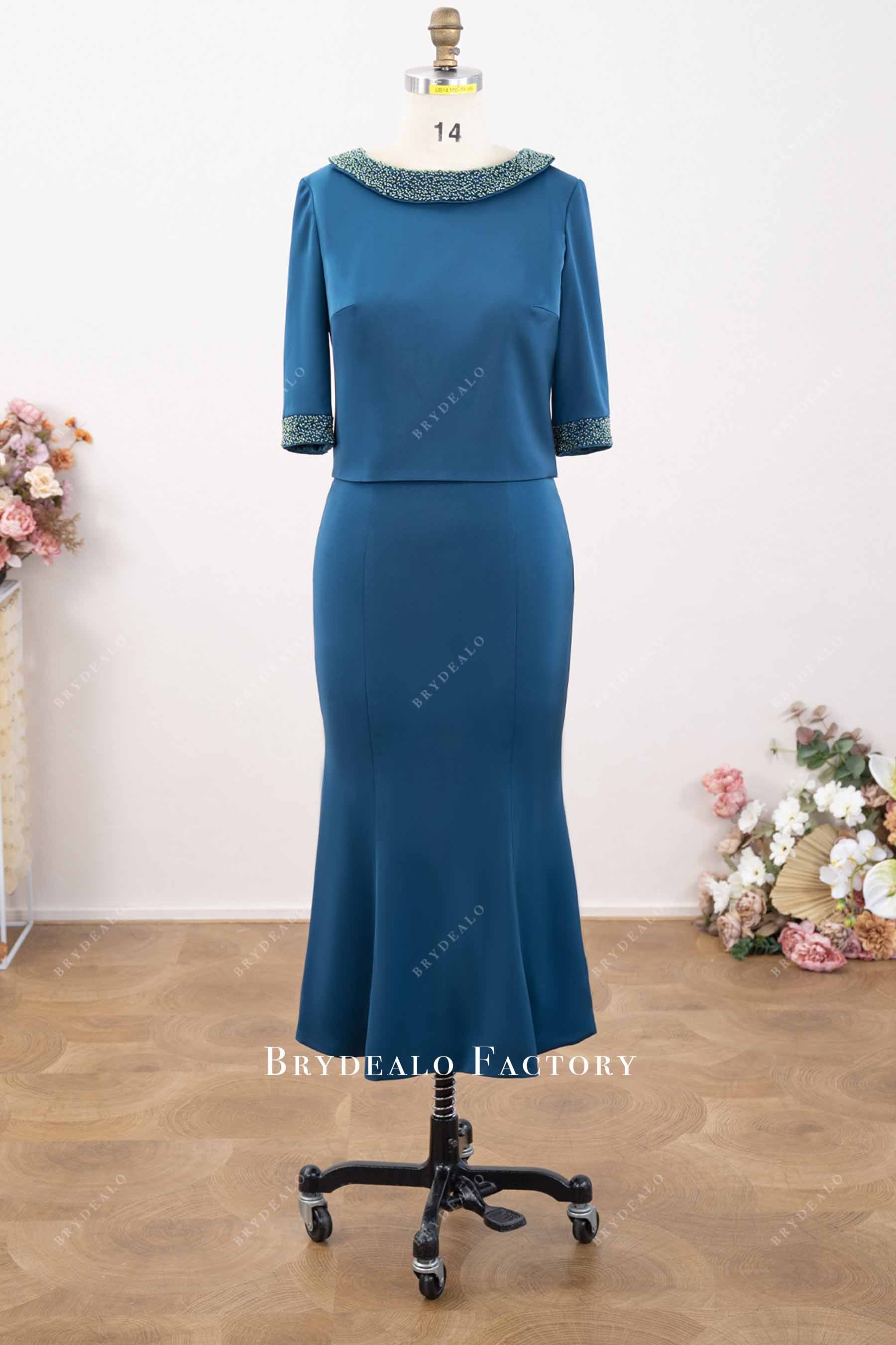 tea-length mother of bride dress